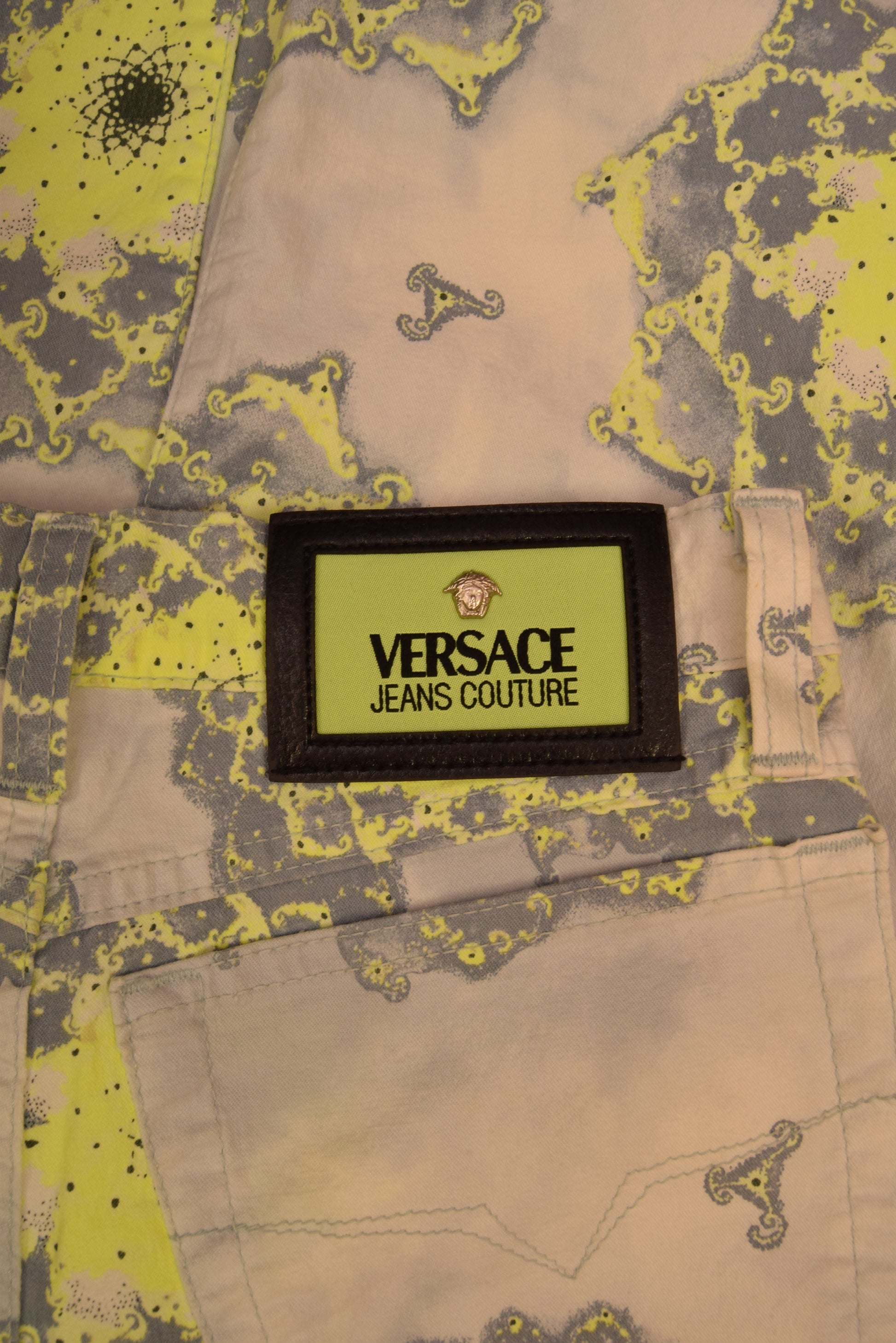Y2K Versace Jeans Couture Trousers Made in Italy Size Abstract Pattern Multicolour