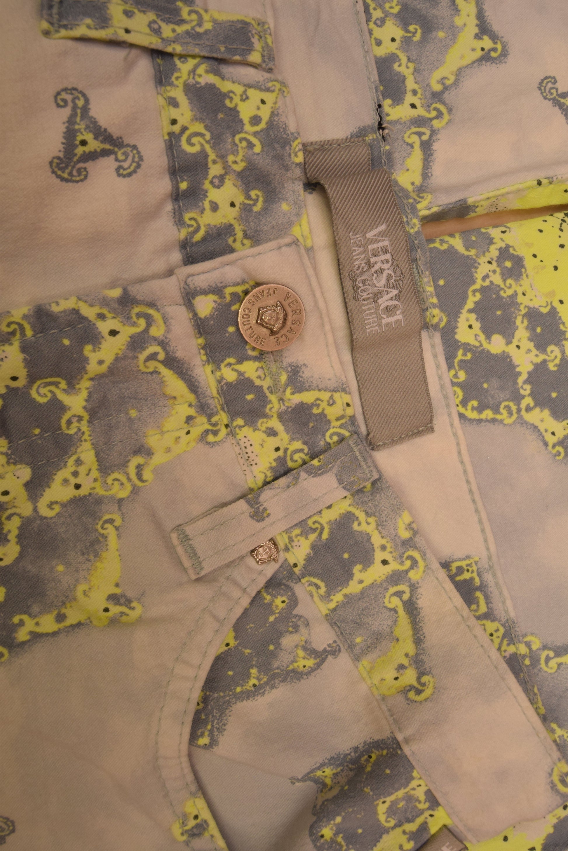 Y2K Versace Jeans Couture Trousers Made in Italy Size Abstract Pattern Multicolour
