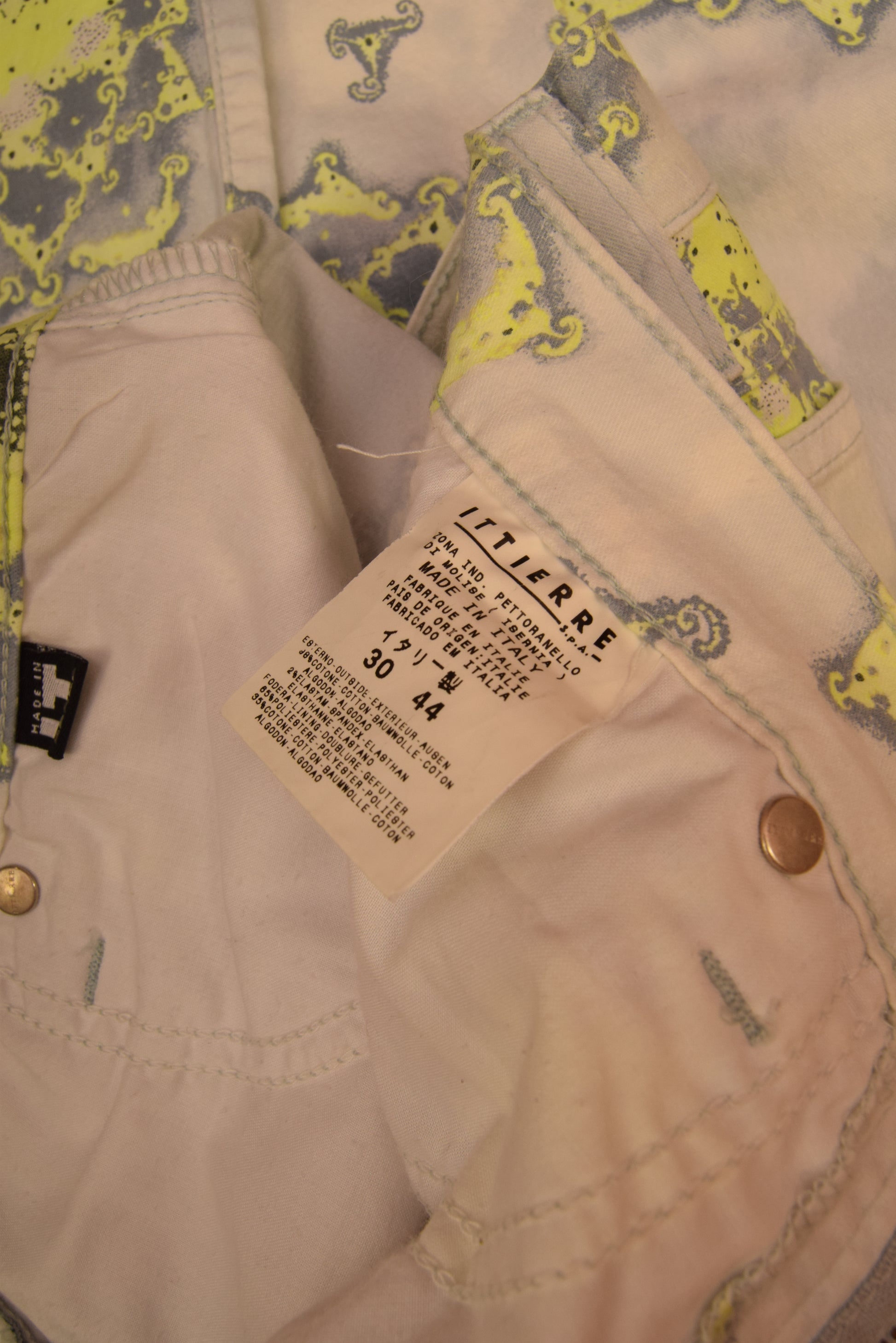 Y2K Versace Jeans Couture Trousers Made in Italy Size Abstract Pattern Multicolour