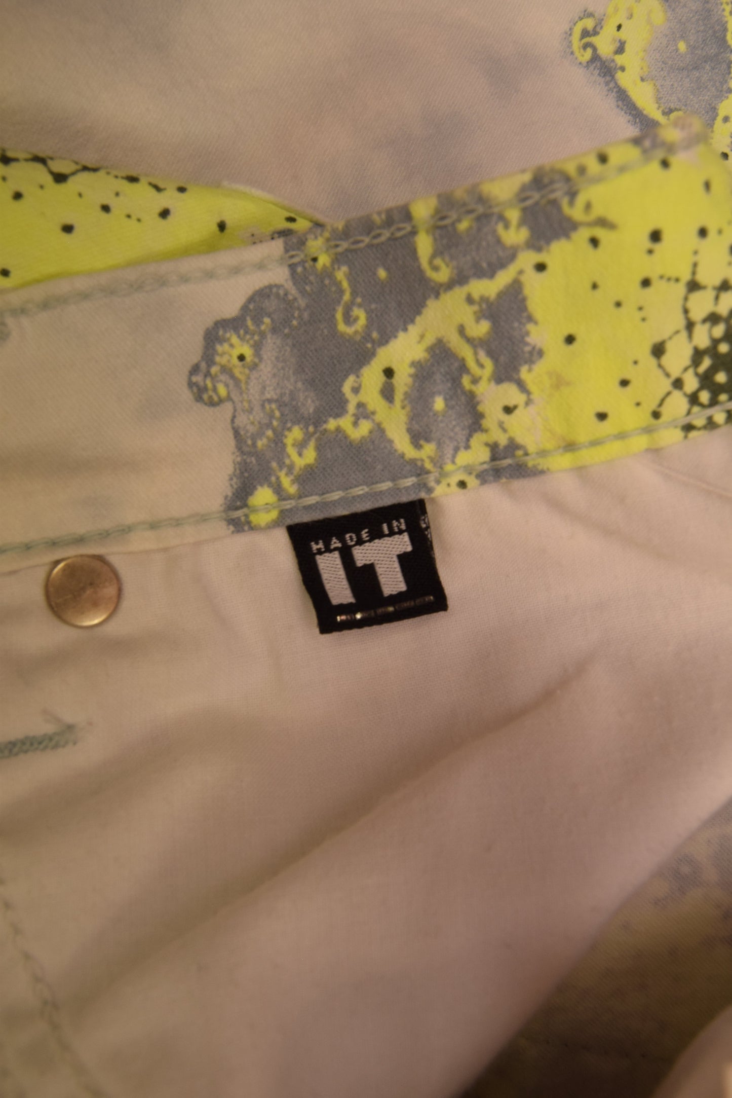 Y2K Versace Jeans Couture Trousers Made in Italy Size Abstract Pattern Multicolour