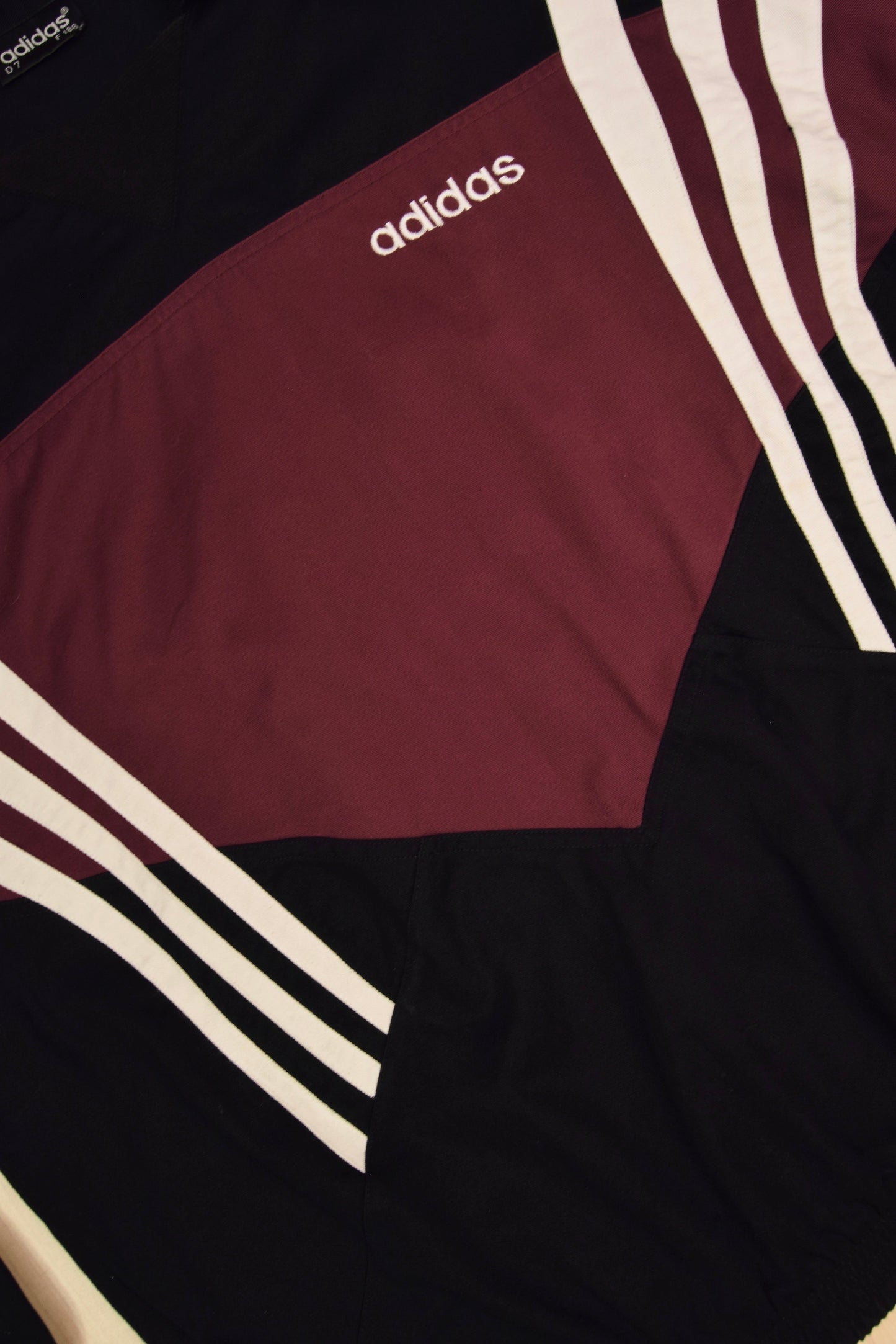 Vintage 1996 Adidas Drill Top / Sweatshirt Black White Burgundy Heavy Cotton Size L-XL