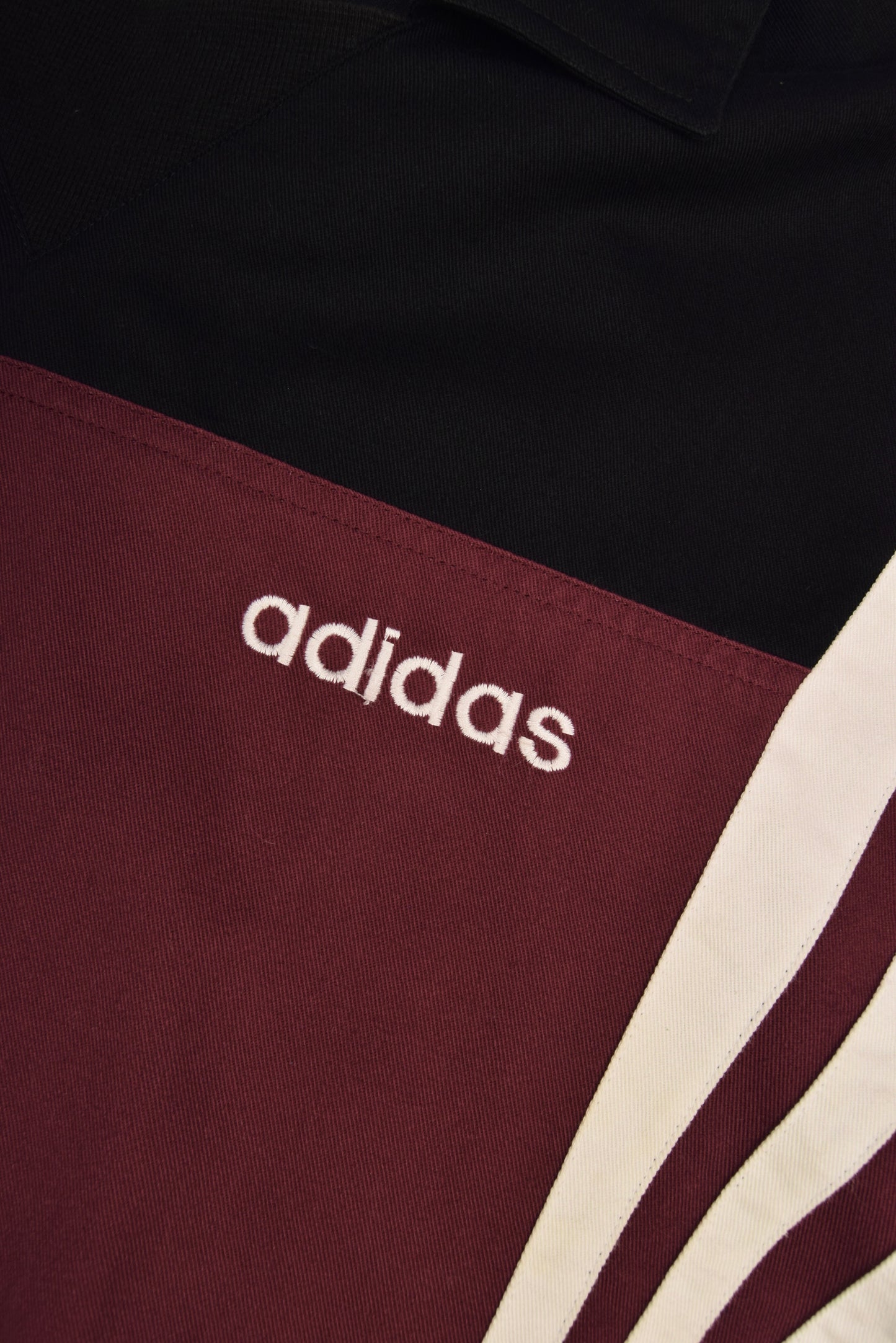 Vintage 1996 Adidas Drill Top / Sweatshirt Black White Burgundy Heavy Cotton Size L-XL