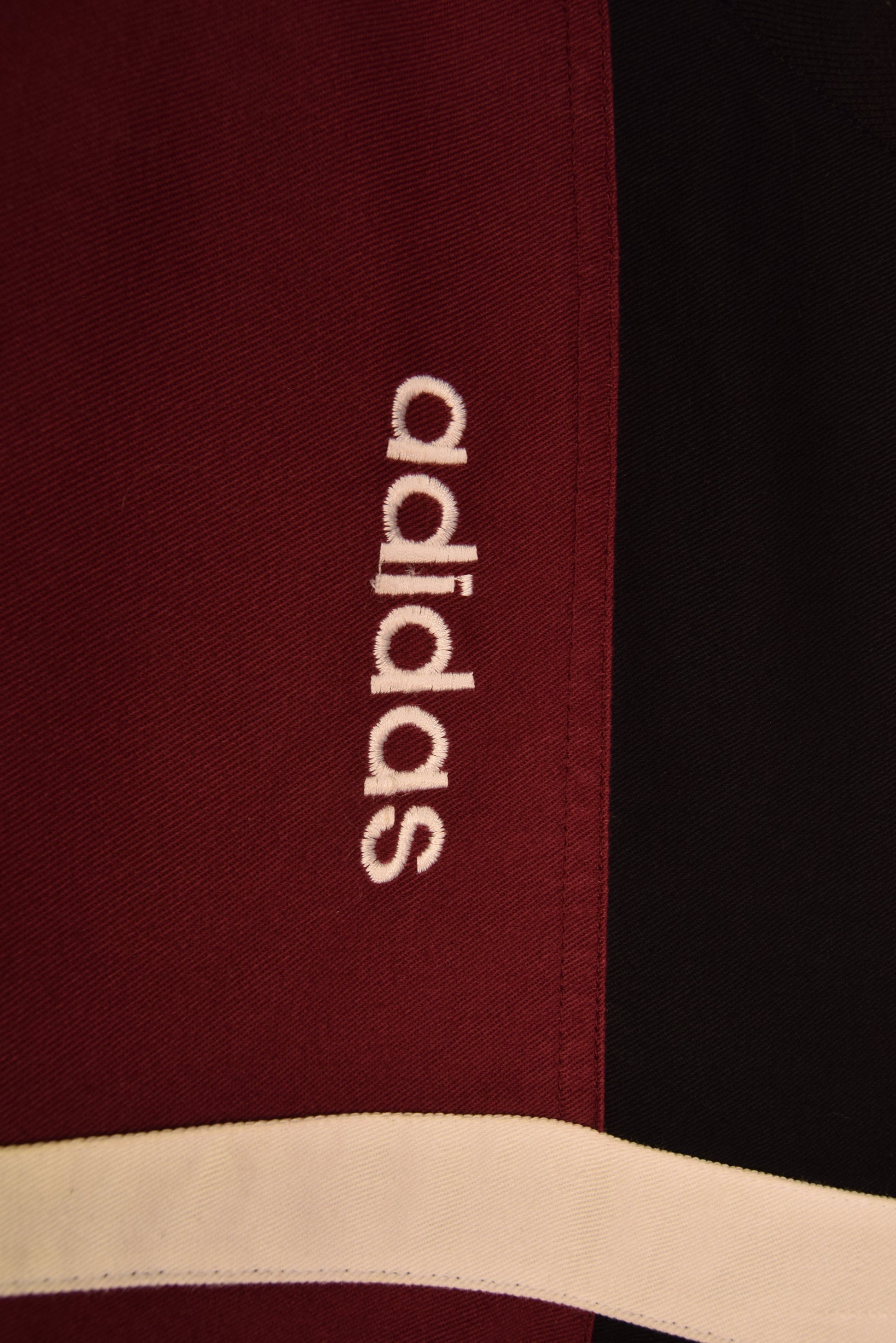 Vintage 1996 Adidas Drill Top / Sweatshirt Black White Burgundy Heavy Cotton Size L-XL