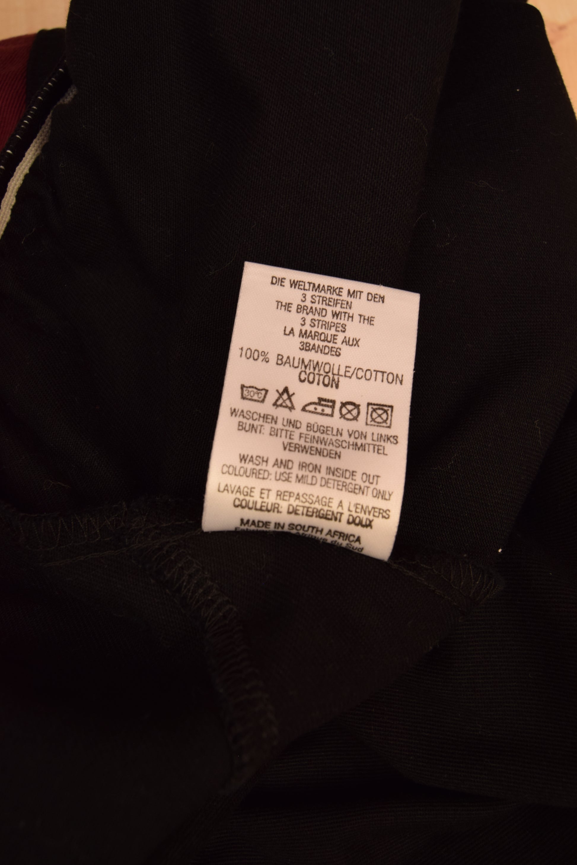 Vintage 1996 Adidas Drill Top / Sweatshirt Black White Burgundy Heavy Cotton Size L-XL