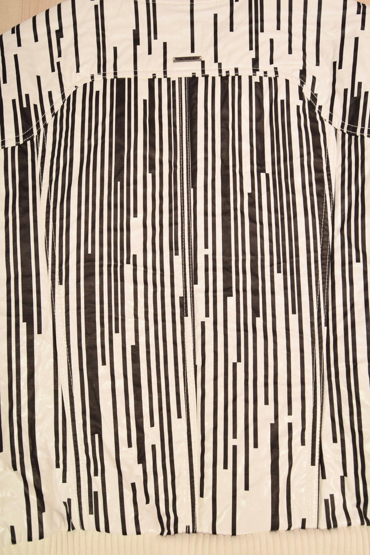 Y2K Diesel Jacket Nylon Abstract Pattern Black White Size S