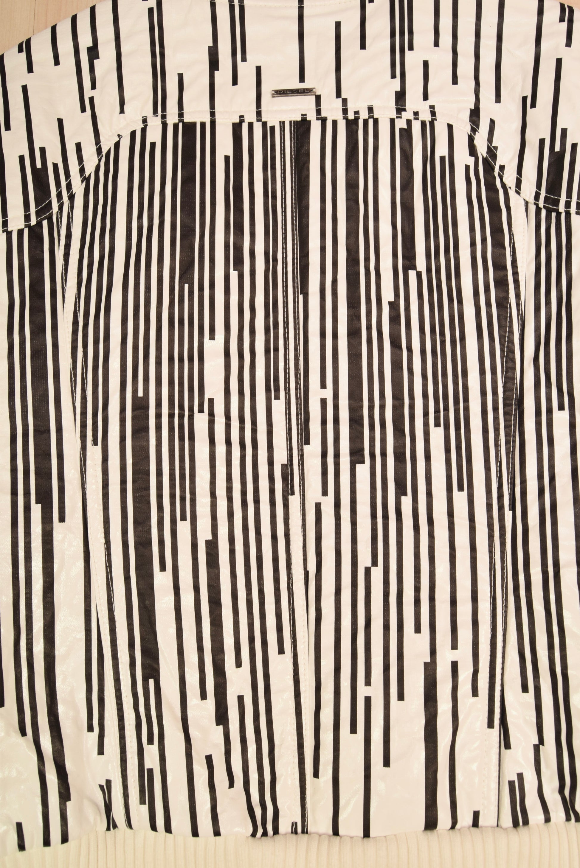 Y2K Diesel Jacket Nylon Abstract Pattern Black White Size S