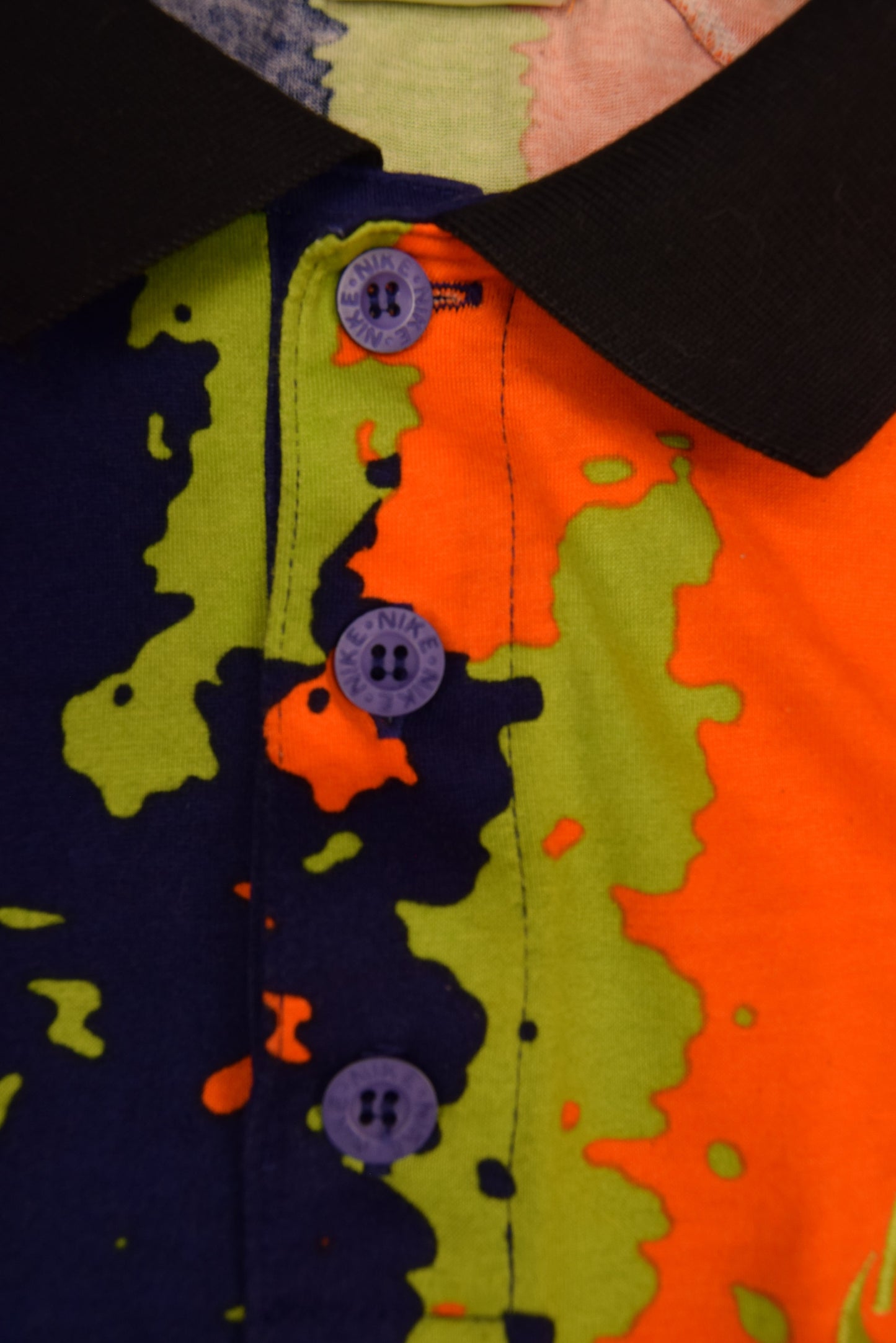 Vintage 90's Nike Challenge Court Tennis Polo Shirt Size M Abstract Pattern Agassi