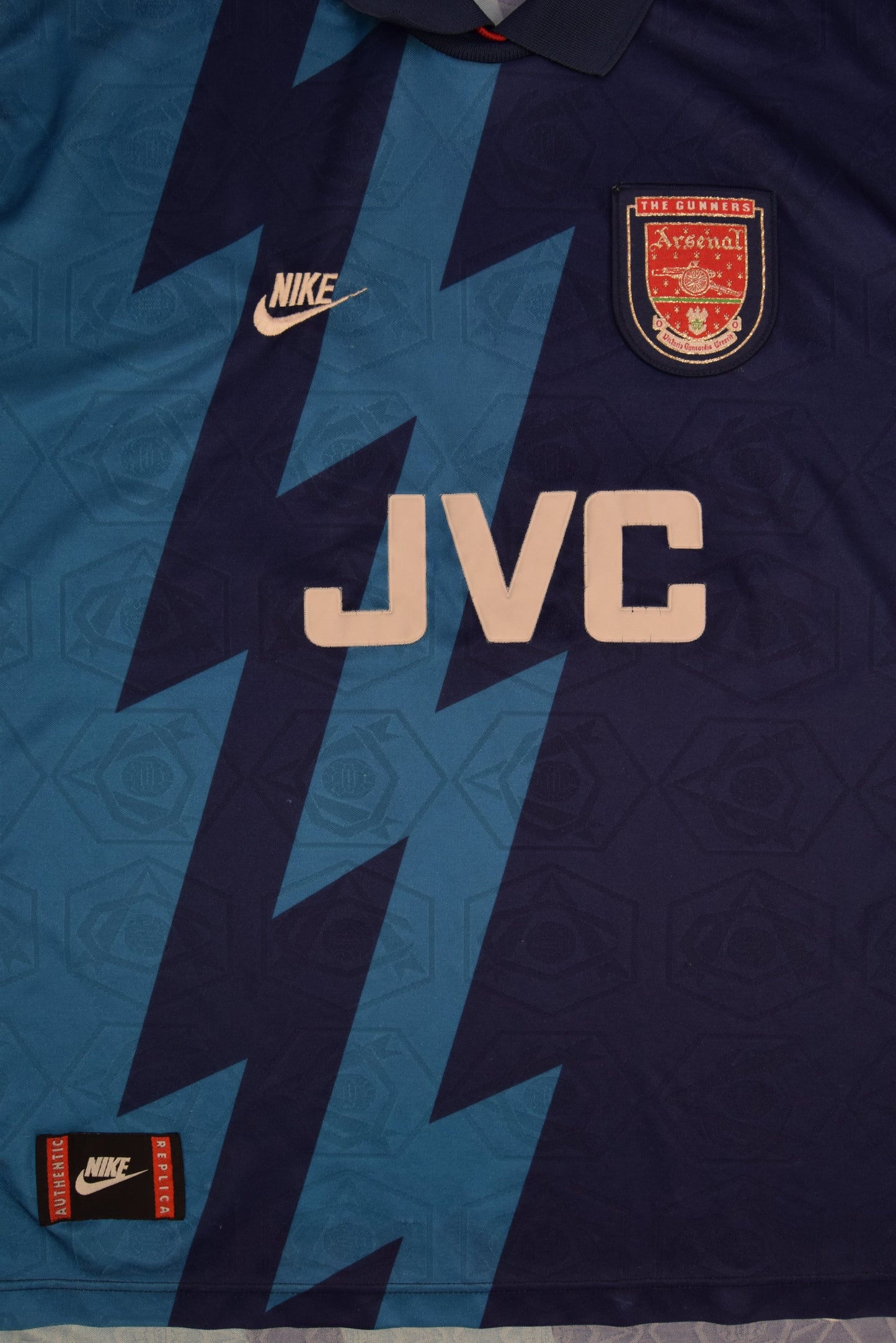 Authentic Arsenal Nike Premier 1995 - 1996 Away Football Shirt JVC Blue Size XL Zig Zag Thunder