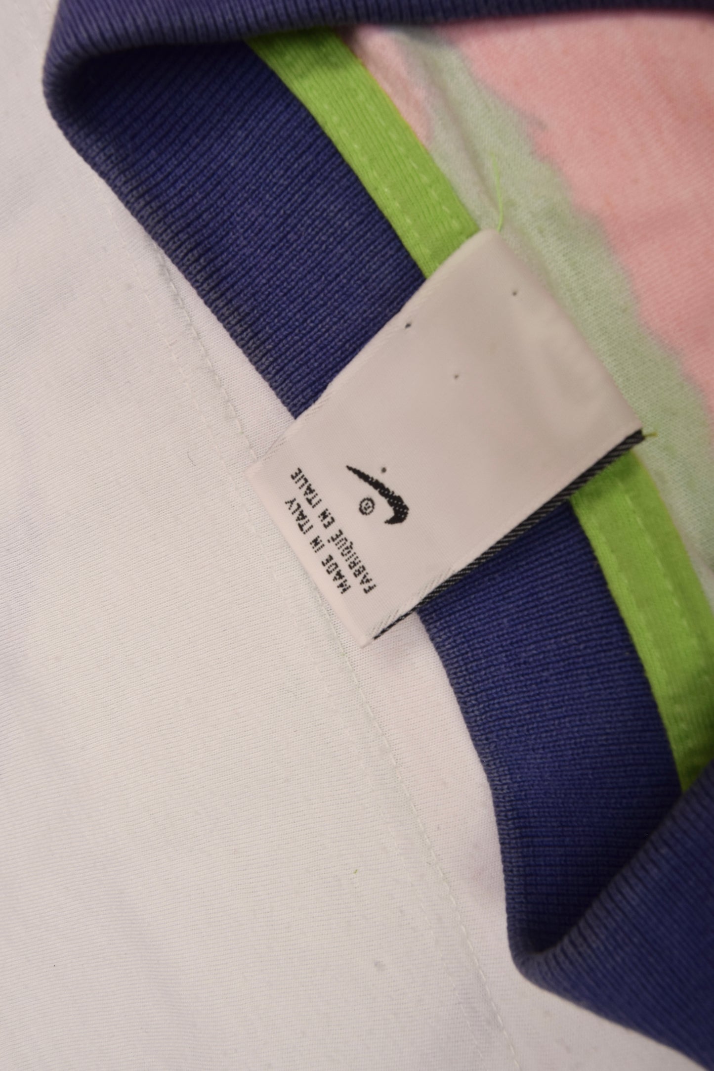 Vintage 90's Nike Challenge Court Tennis Boxy Zip Polo Shirt Size L Green Orange Blue Made in Italy Andre Agassi