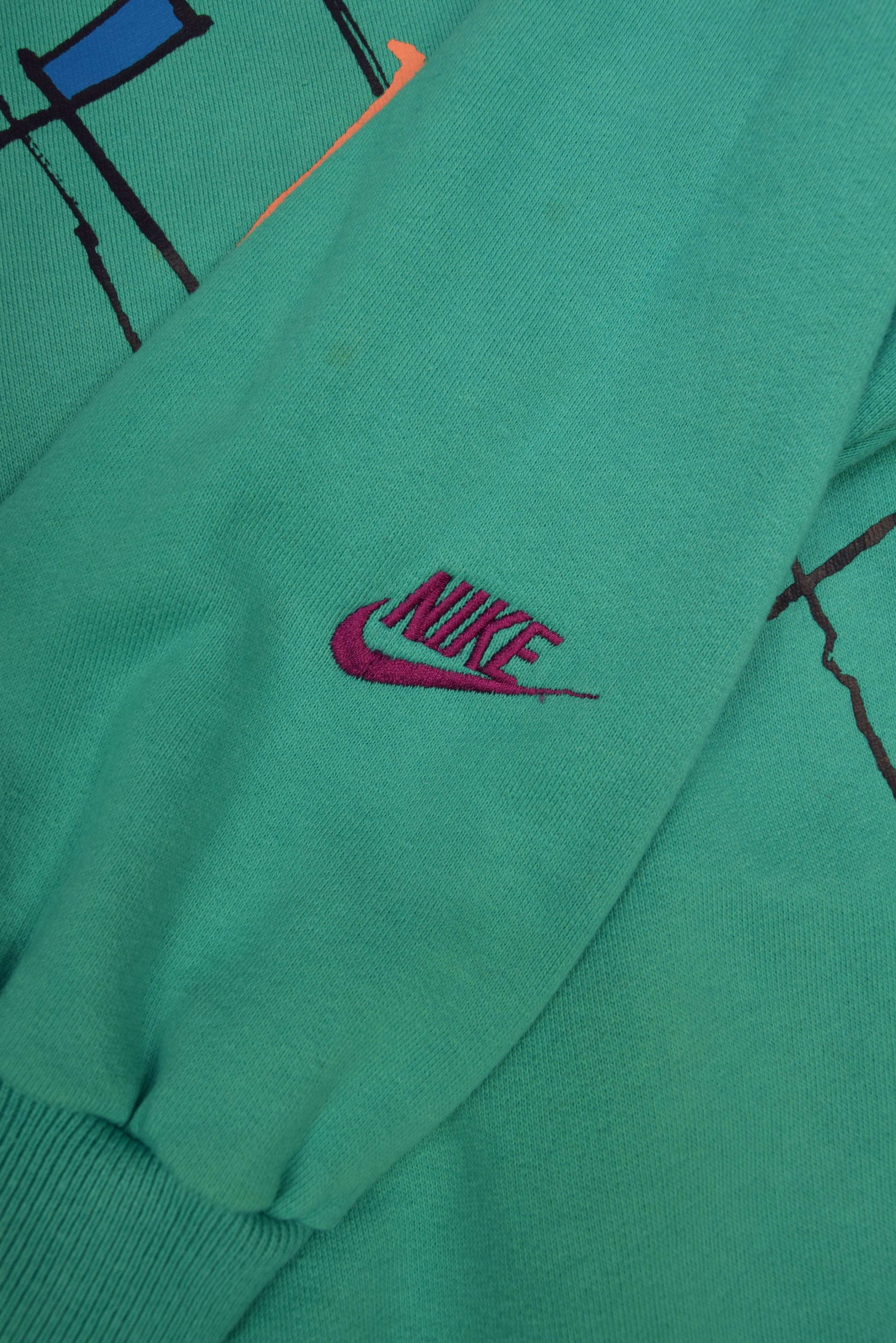 90's Vintage Nike Sweatshirt Crew Neck Green Abstract Size M L