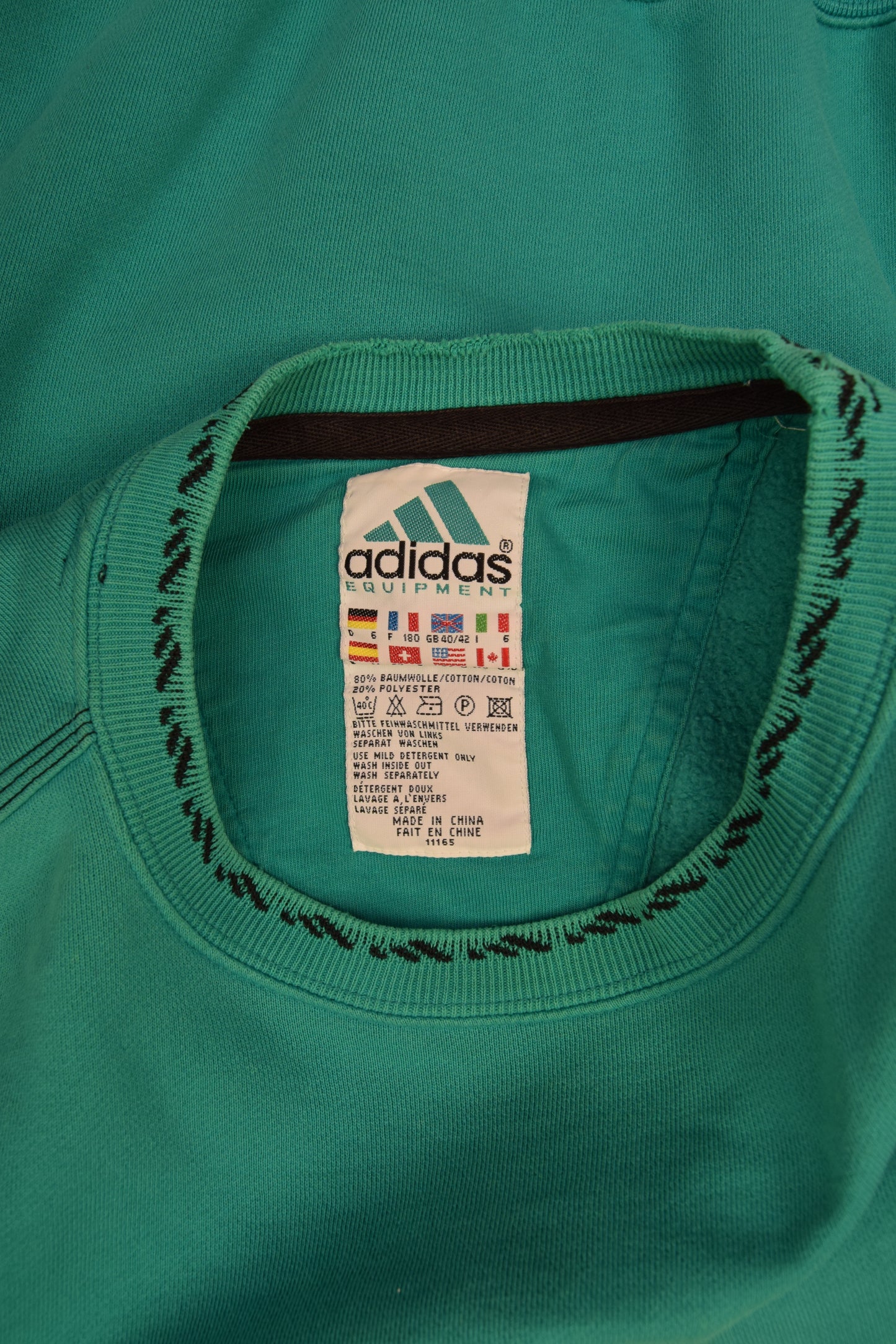 Vintage 90's Adidas Equipment Crewneck Sweatshirt Green Cotton Size M-L