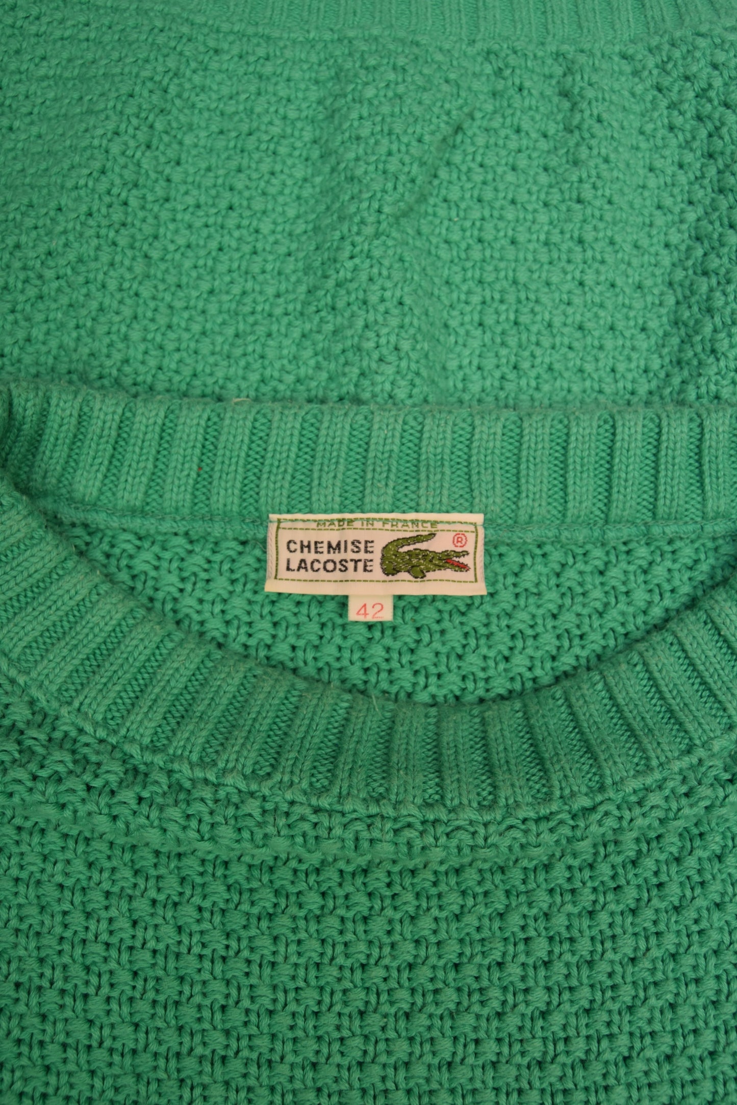 Vintage 80's Lacoste Chemise Made in France Green Golf Player Size S-M Cotton