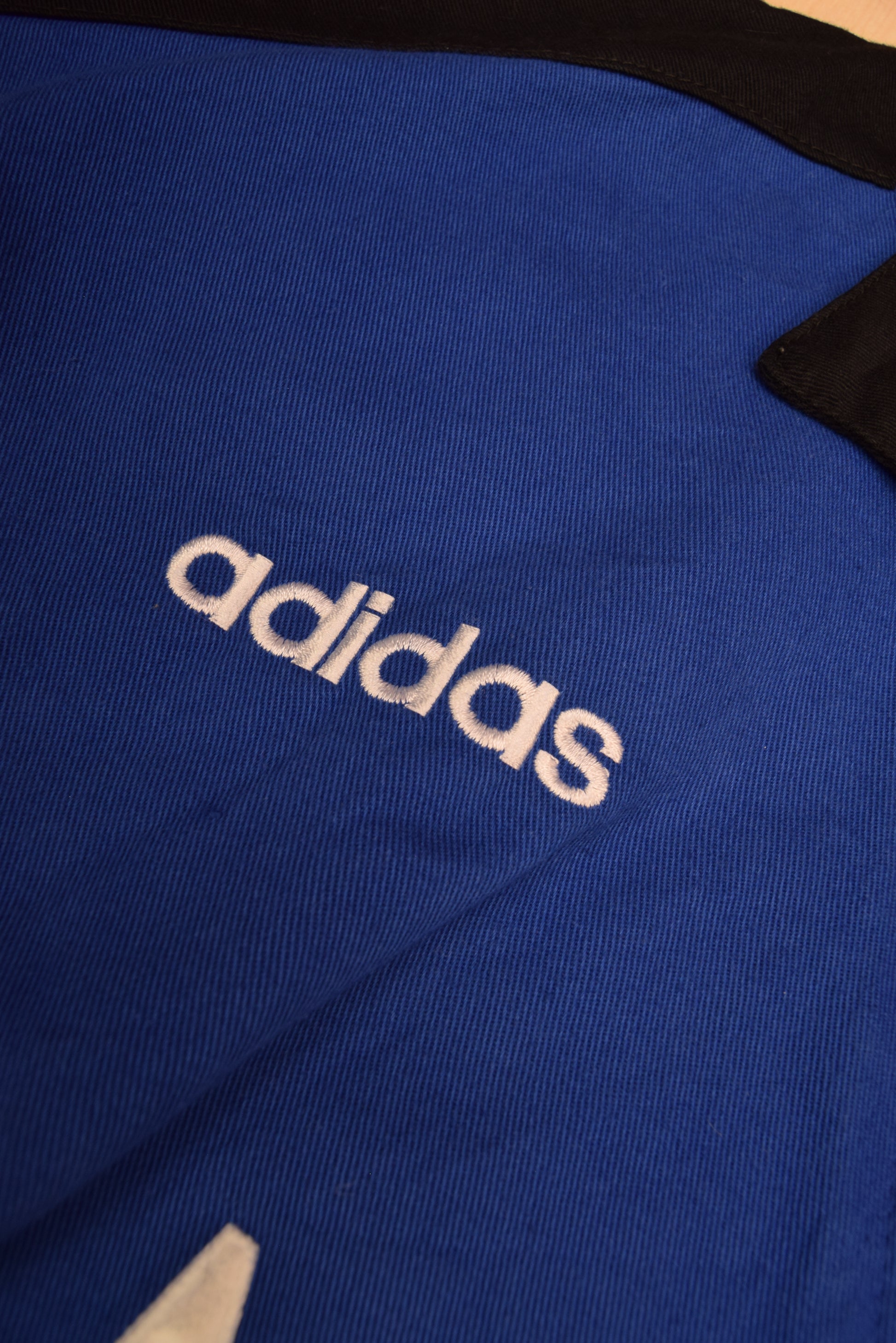 Vintage Glasgow Rangers Adidas Dril Top Sweatshirt 1994 1995 McEwans Lager Made in UK Black Blue Cotton Size 44/46 XL