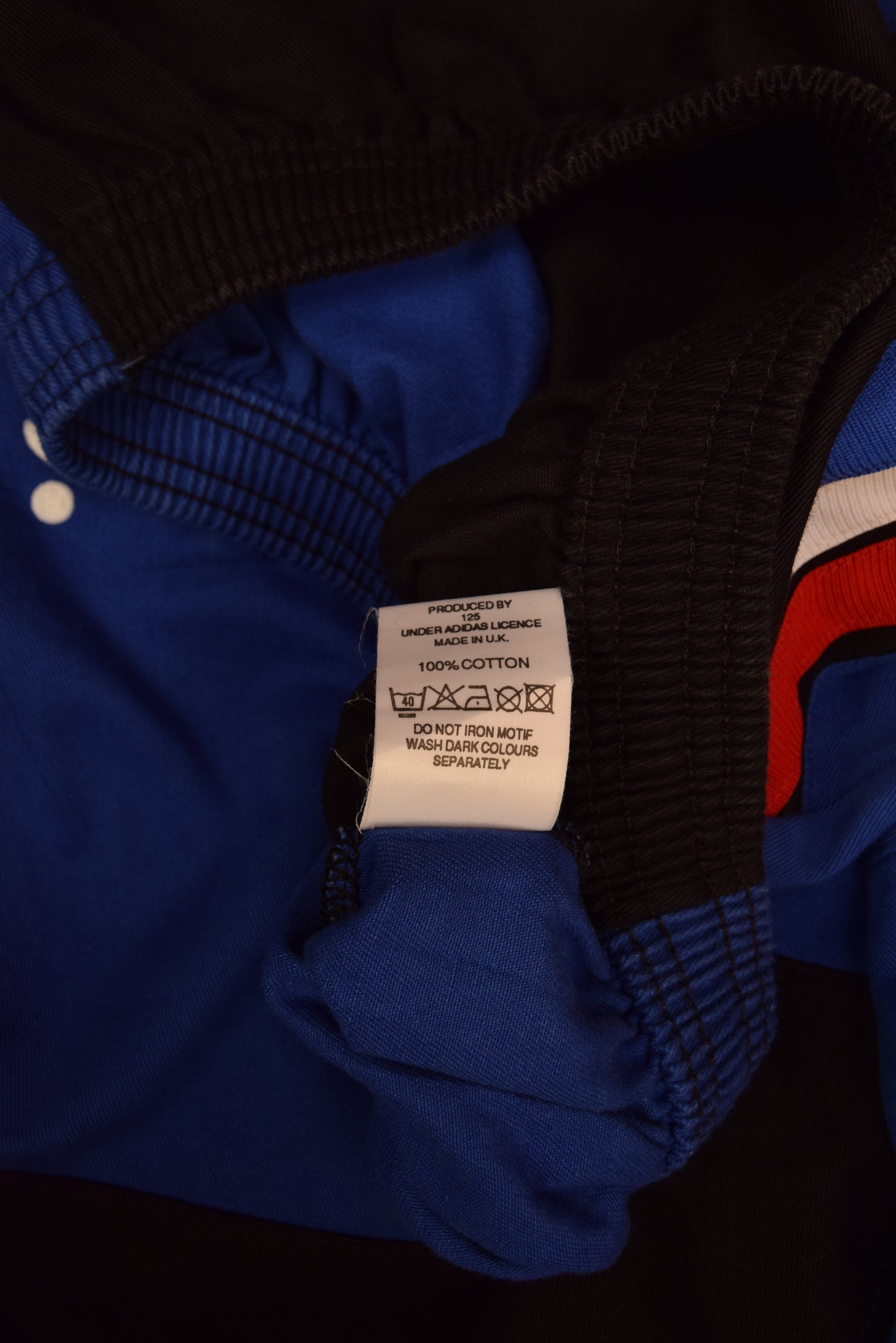 Vintage Glasgow Rangers Adidas Dril Top Sweatshirt 1994 1995 McEwans Lager Made in UK Black Blue Cotton Size 44/46 XL