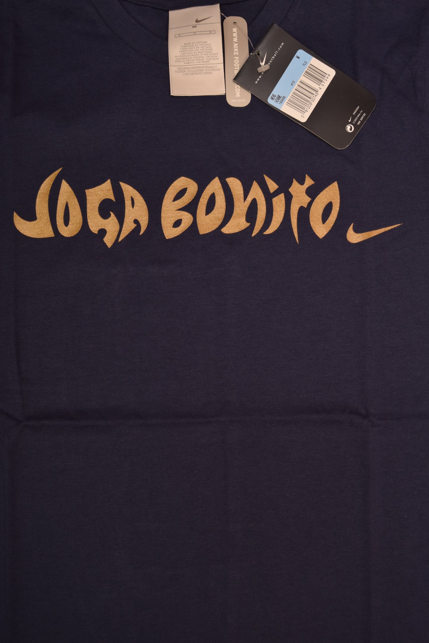 🇧🇷⚽️BNWT Y2K Nike Football Joga Bonito Brasil Brazil 2003 T-Shirt Blue Cotton Size M Slim Fit NOS Deadstock New