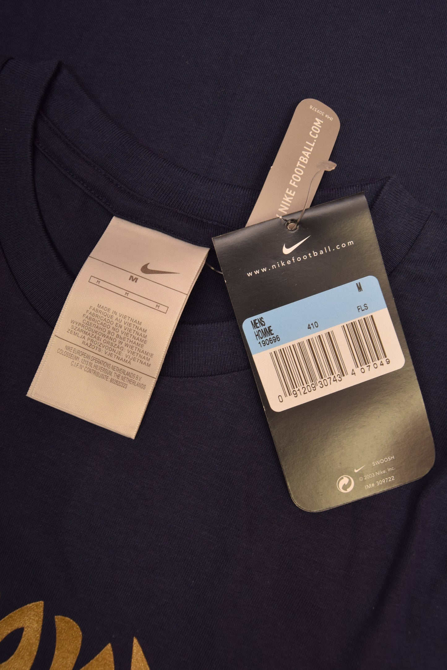 🇧🇷⚽️BNWT Y2K Nike Football Joga Bonito Brasil Brazil 2003 T-Shirt Blue Cotton Size M Slim Fit NOS Deadstock New