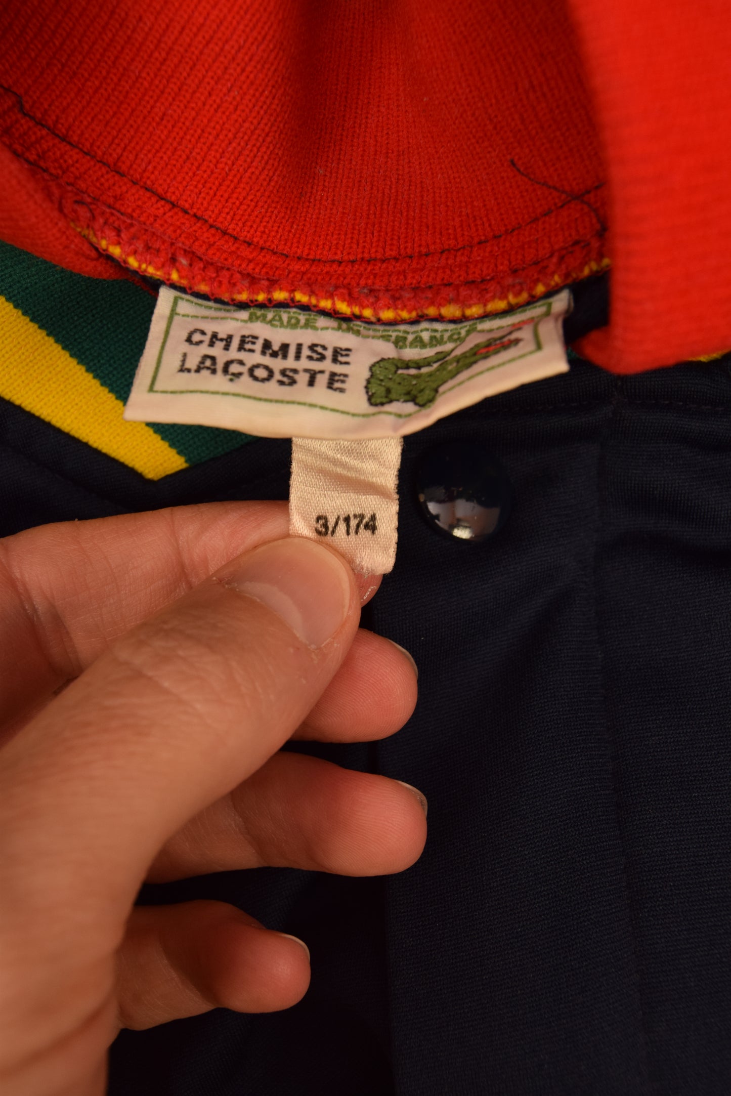 Vintage 80's Lacoste Club Jacket Made in France Blue Size M-L with Zipper and Staples