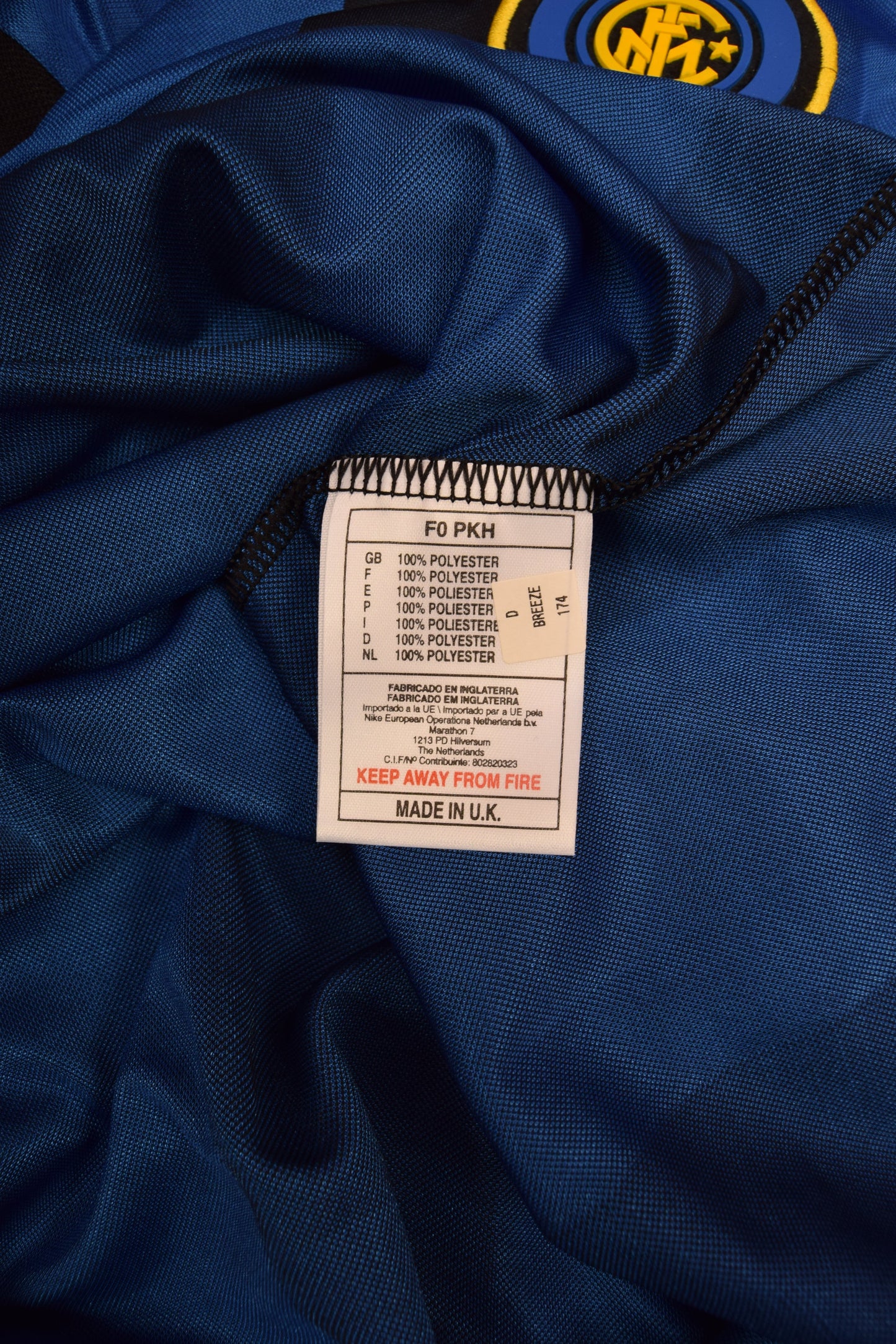 Authentic Inter Internazionale Milano Milan Nike Team 2000-2001 Home Football Shirt Black Blue Pirelli Size S Made in UK BNWT NOS OG DS DRI-FIT