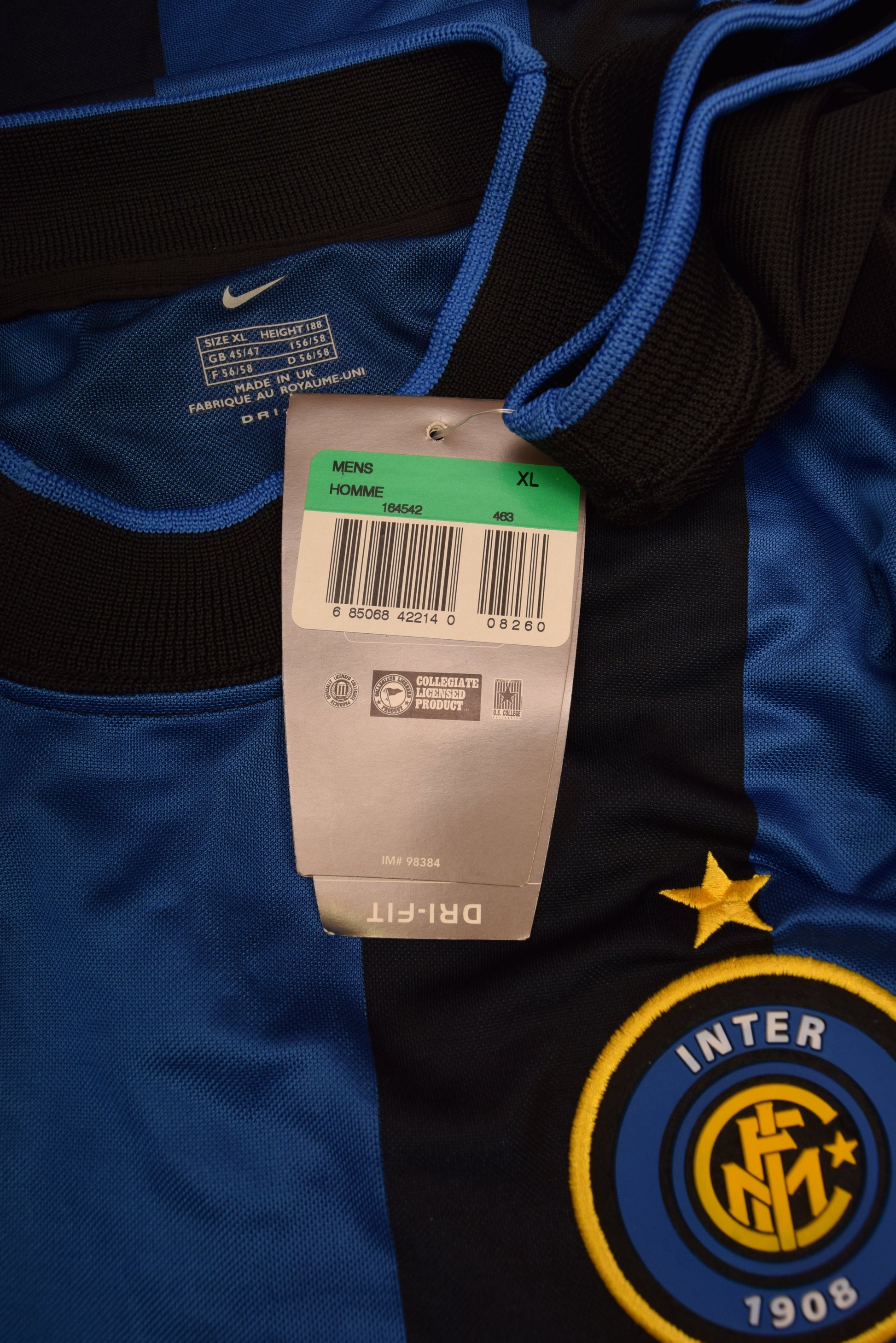 Authentic Inter Internazionale Milano Milan Nike Team 2000-2001 Home Football Shirt Black Blue Pirelli Size XL Made in UK BNWT NOS OG DS DRI-FIT