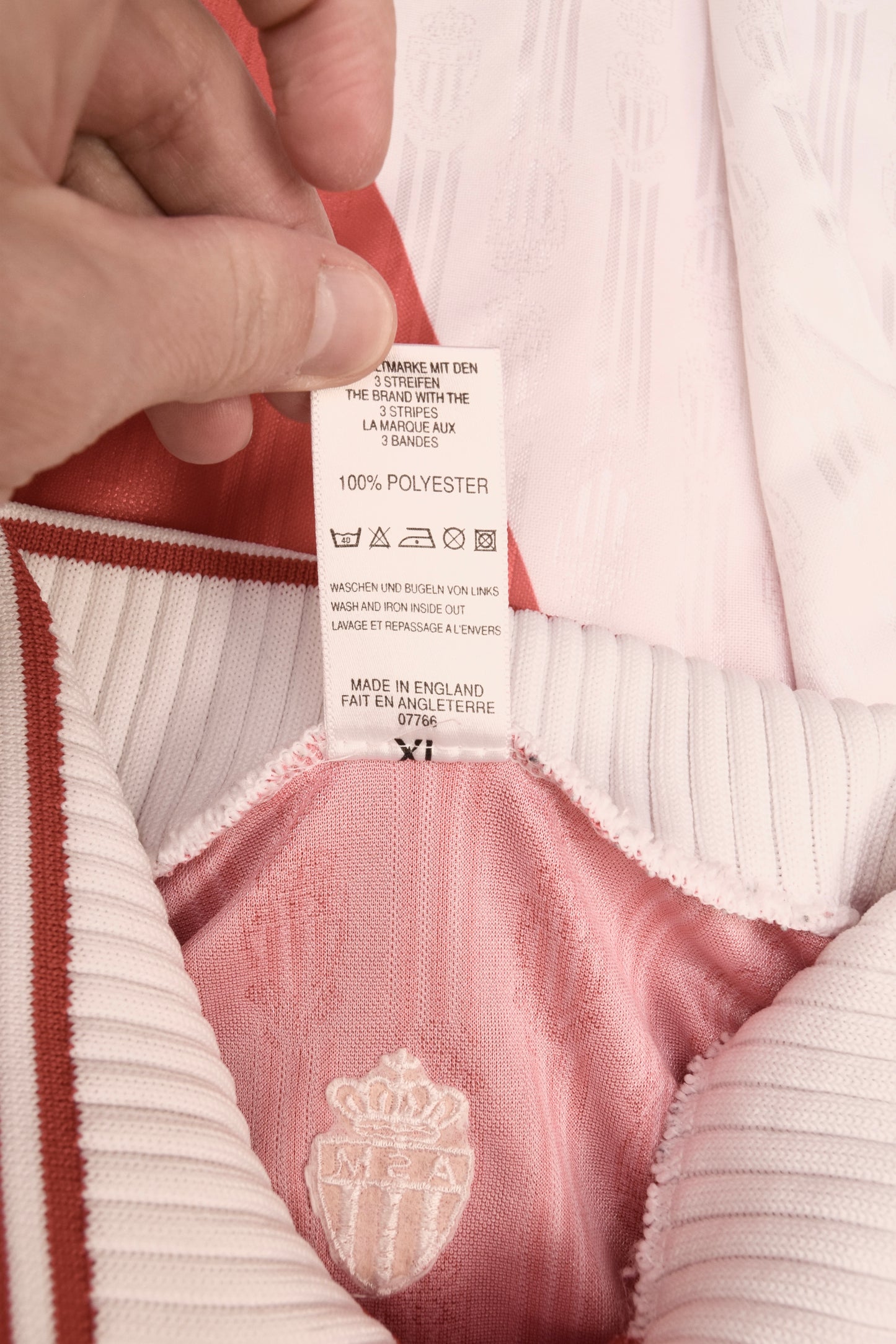 Vintage AS Monaco Adidas 1996 1997 1998 Home Football Shirt Red White Made in England Continental Edison