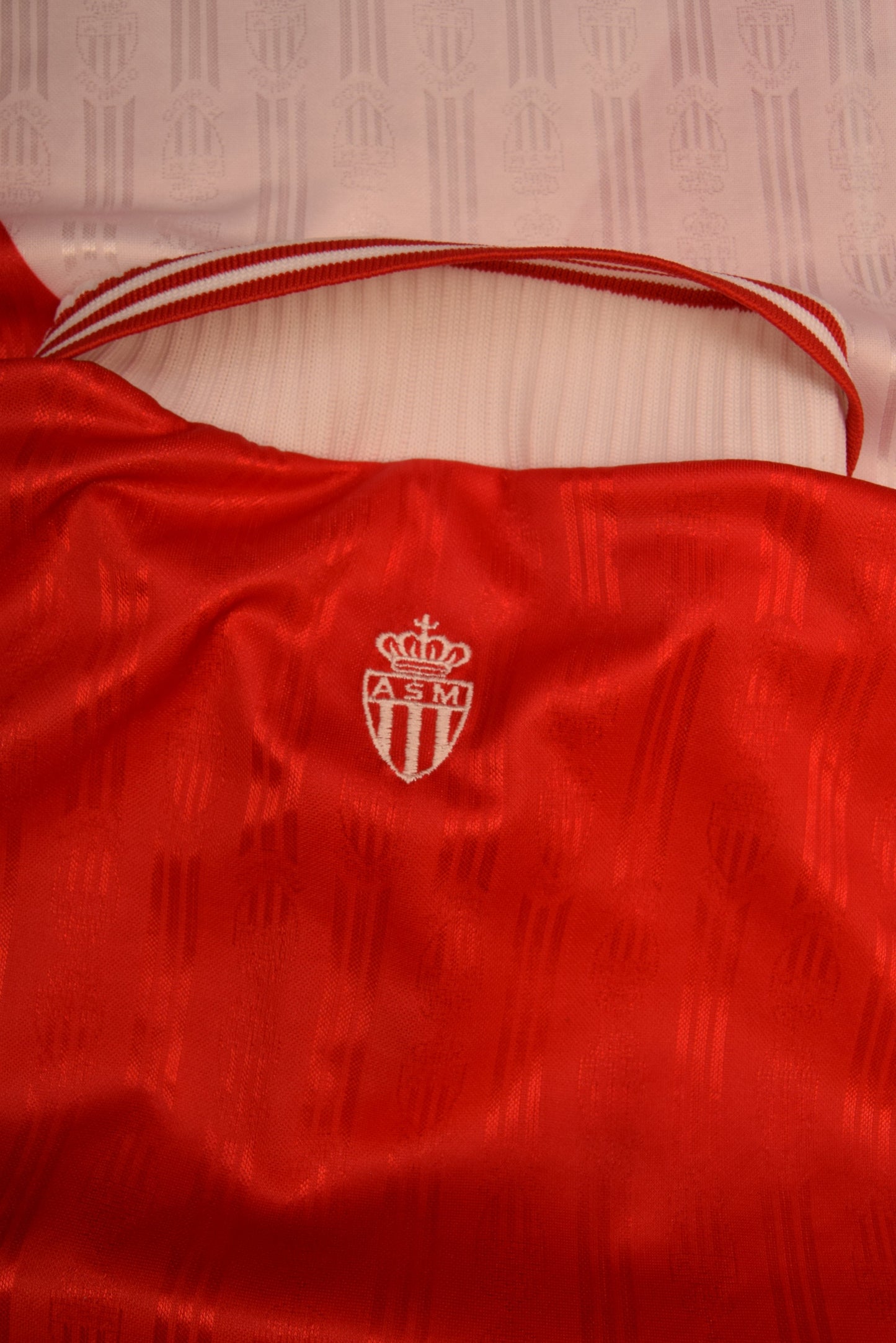 Vintage AS Monaco Adidas 1996 1997 1998 Home Football Shirt Red White Made in England Continental Edison
