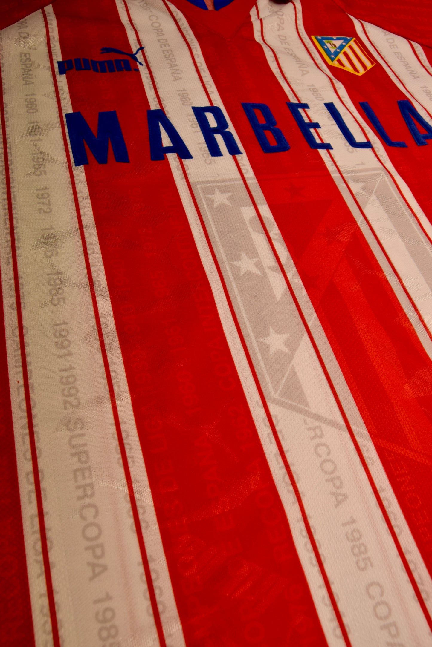 Vintage Atletico Madrid Puma 1995 - 1996 Home Football Shirt Size XL Red White Marbella