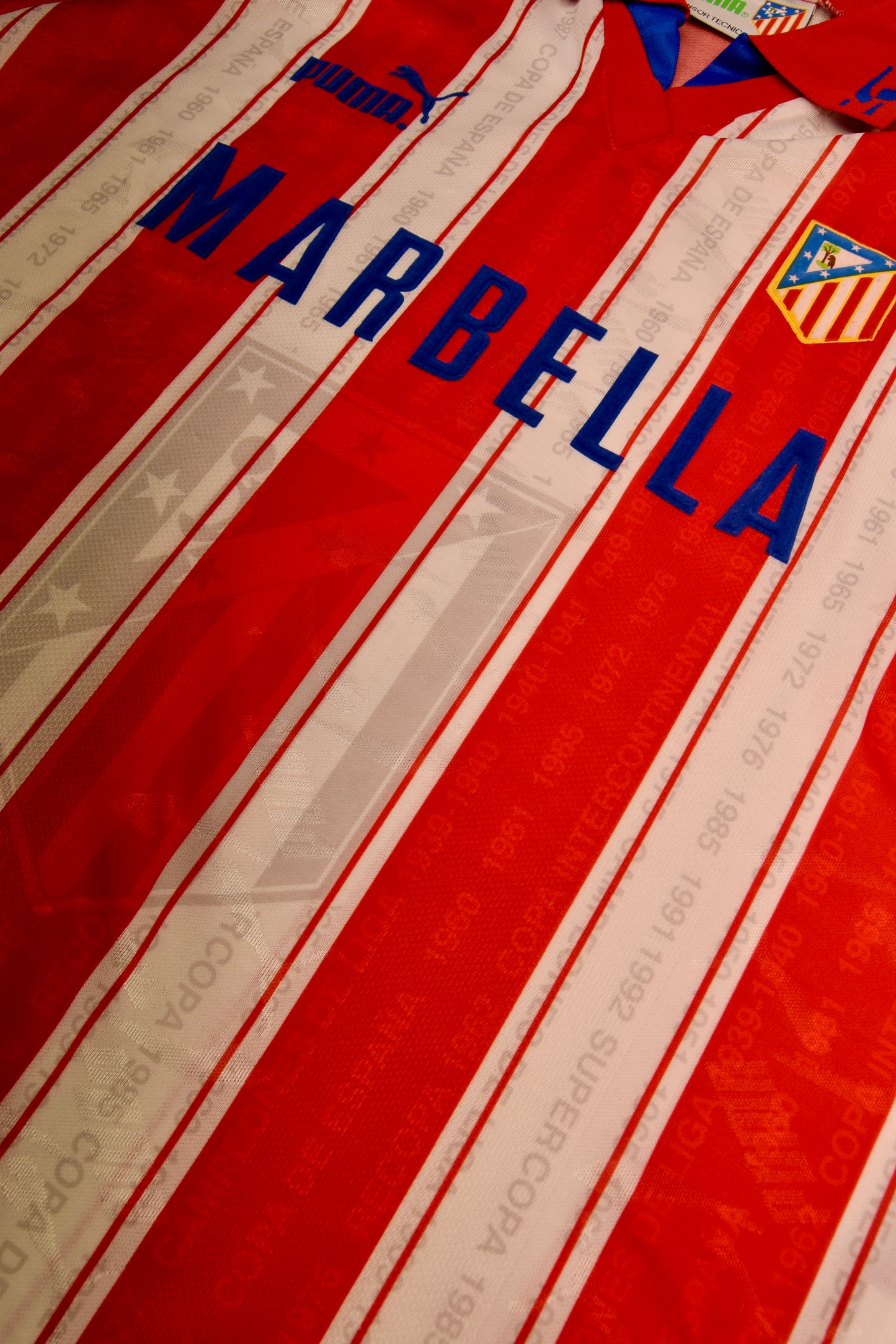 Vintage Atletico Madrid Puma 1995 - 1996 Home Football Shirt Size XL Red White Marbella