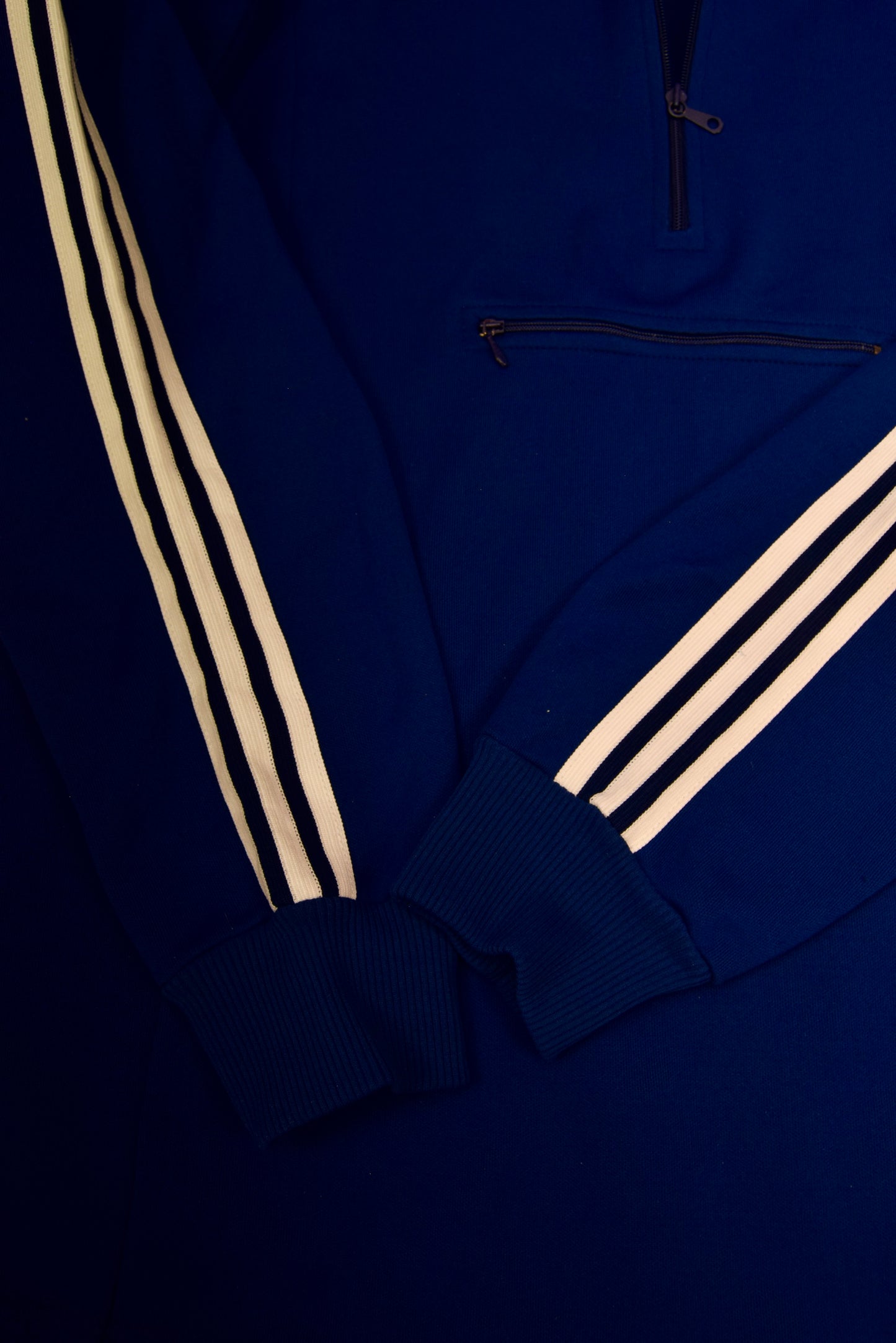 Vintage Adidas Quarter 1/4 Zip Sweatshirt / Jacket Blue Size 50 / M Made in Yugoslavia