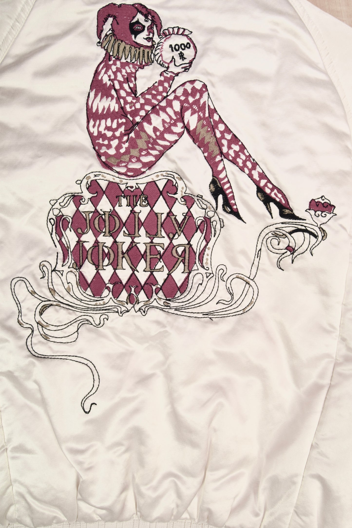 Y2K 00's Diesel Shiny White Jacket Size S-M The Lucky Gamble Flaming Dice The Jolly Joker 777