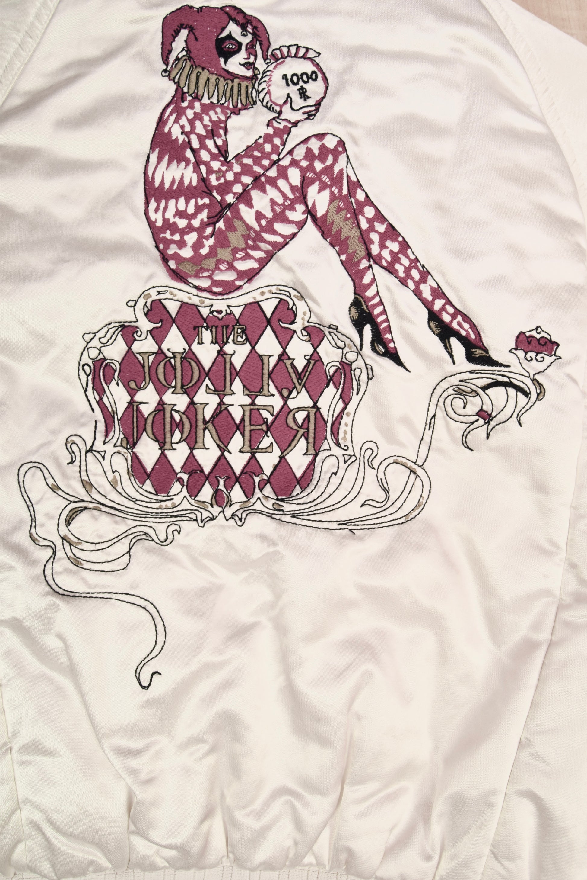 Y2K 00's Diesel Shiny White Jacket Size S-M The Lucky Gamble Flaming Dice The Jolly Joker 777