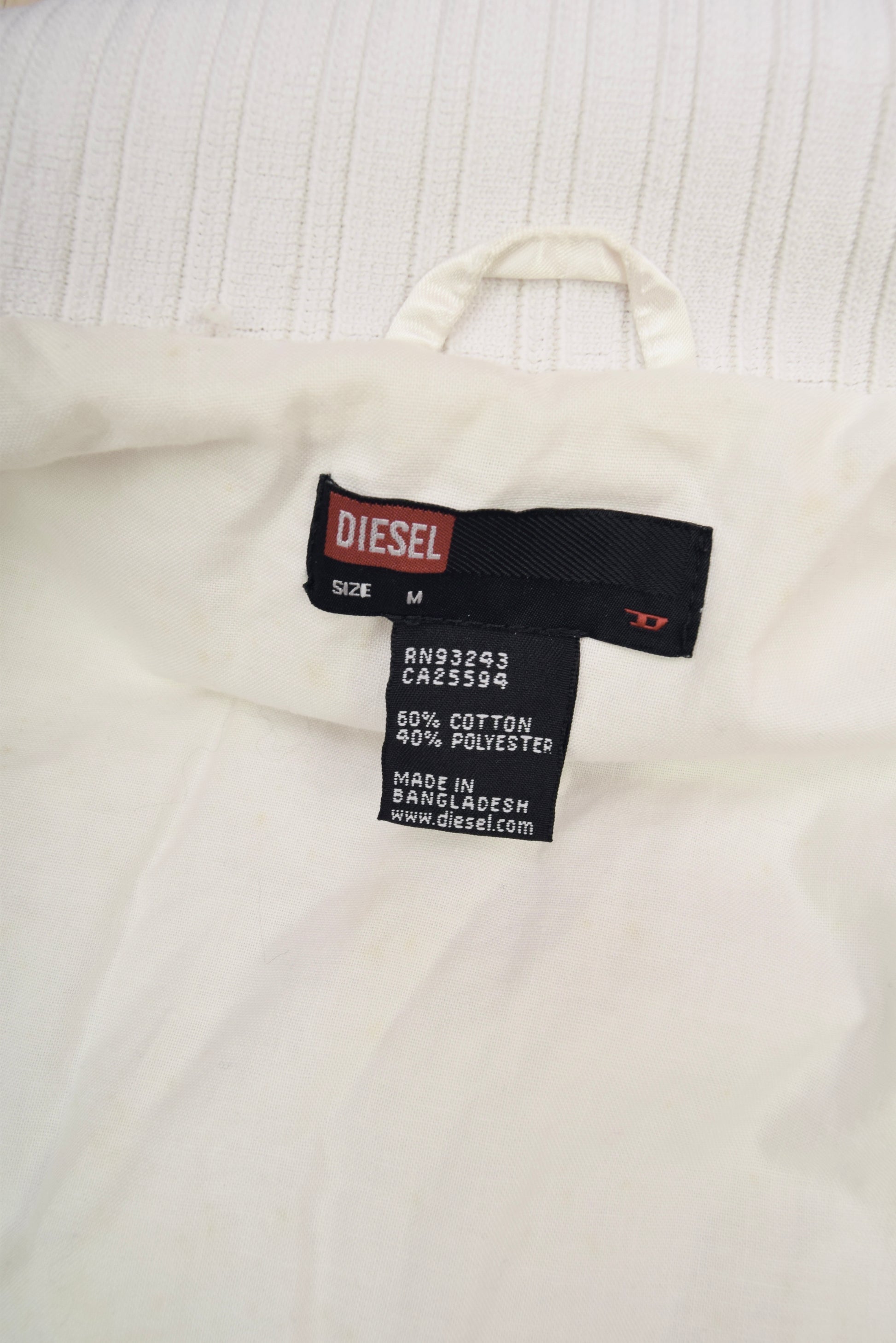 Y2K 00's Diesel Shiny White Jacket Size S-M The Lucky Gamble Flaming Dice The Jolly Joker 777