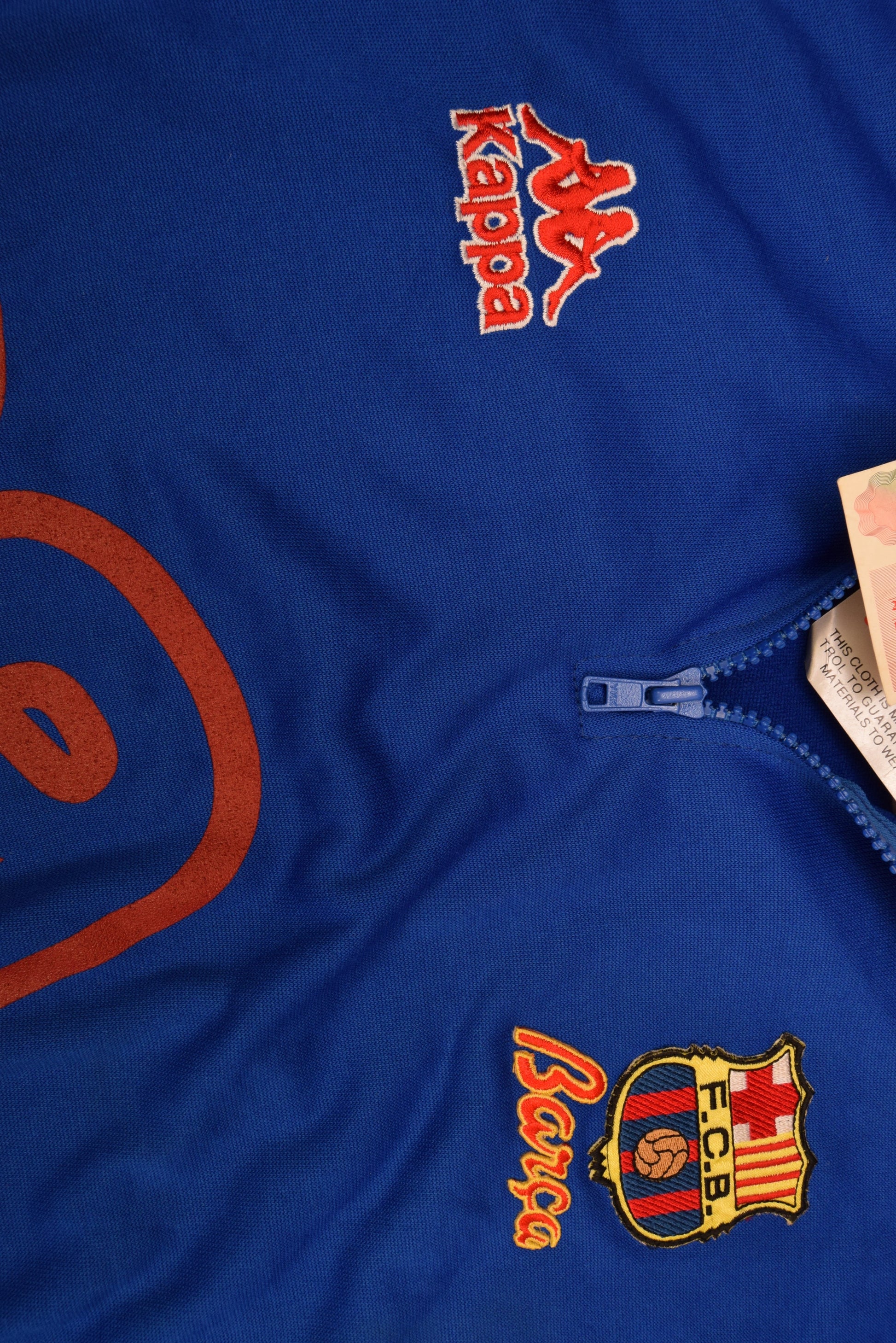 Vintage 90's NWT Barcelona FCB Barça Kappa 1992 - 1995 Sweatshirt 1/4 Zip Blue BNWT Deadstock Size L Made EEC