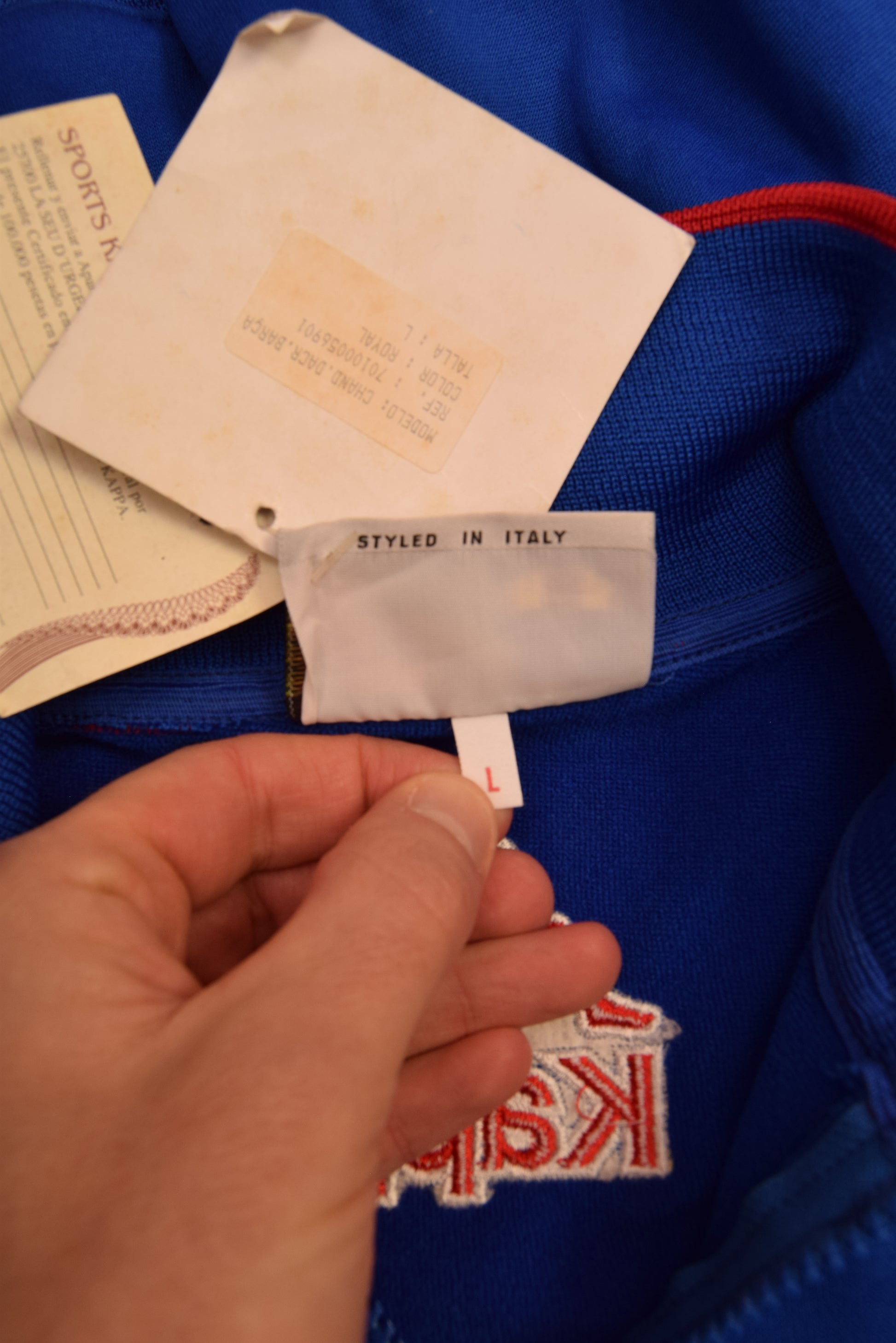 Vintage 90's NWT Barcelona FCB Barça Kappa 1992 - 1995 Sweatshirt 1/4 Zip Blue BNWT Deadstock Size L Made EEC