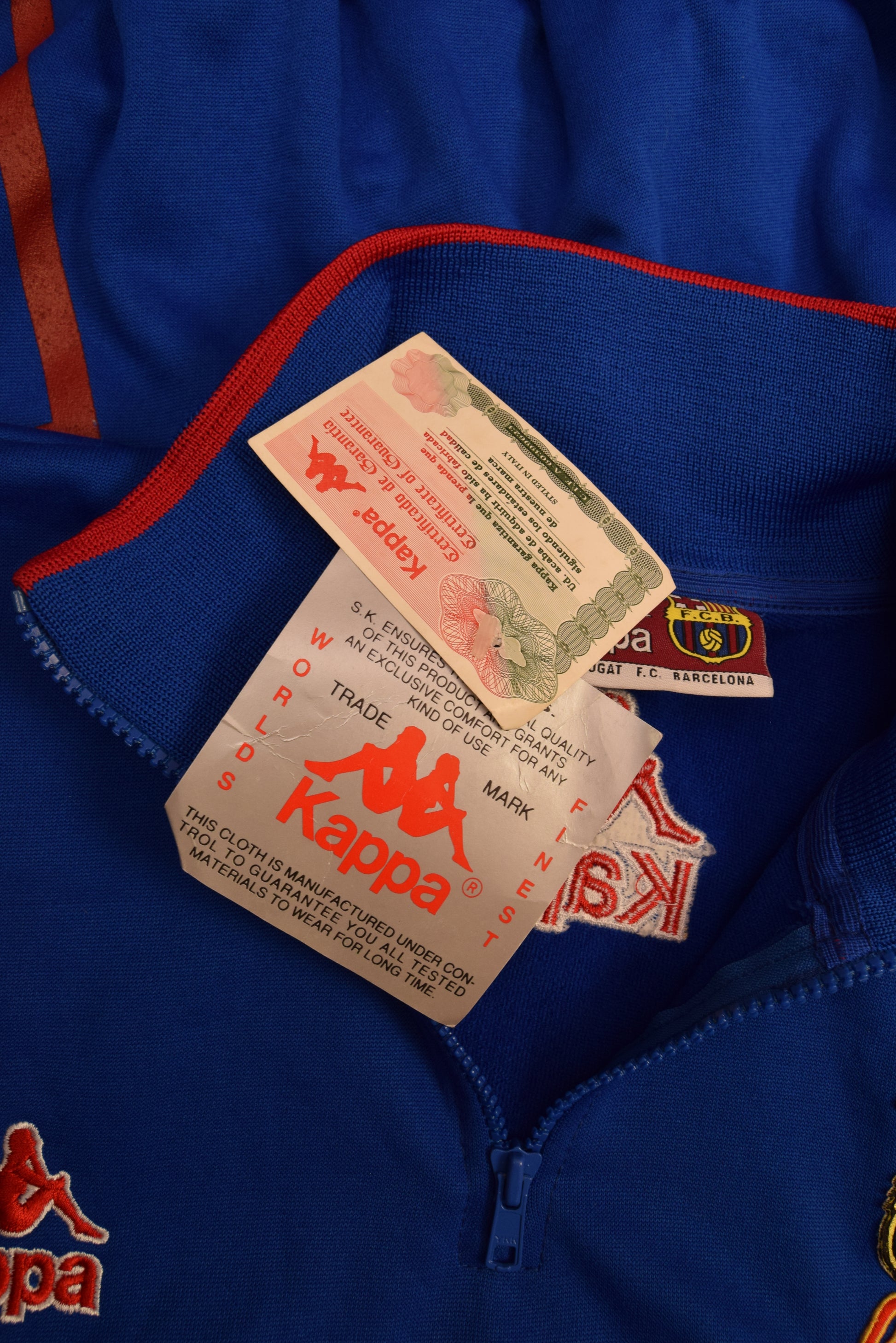 Vintage 90's NWT Barcelona FCB Barça Kappa 1992 - 1995 Sweatshirt 1/4 Zip Blue BNWT Deadstock Size L Made EEC