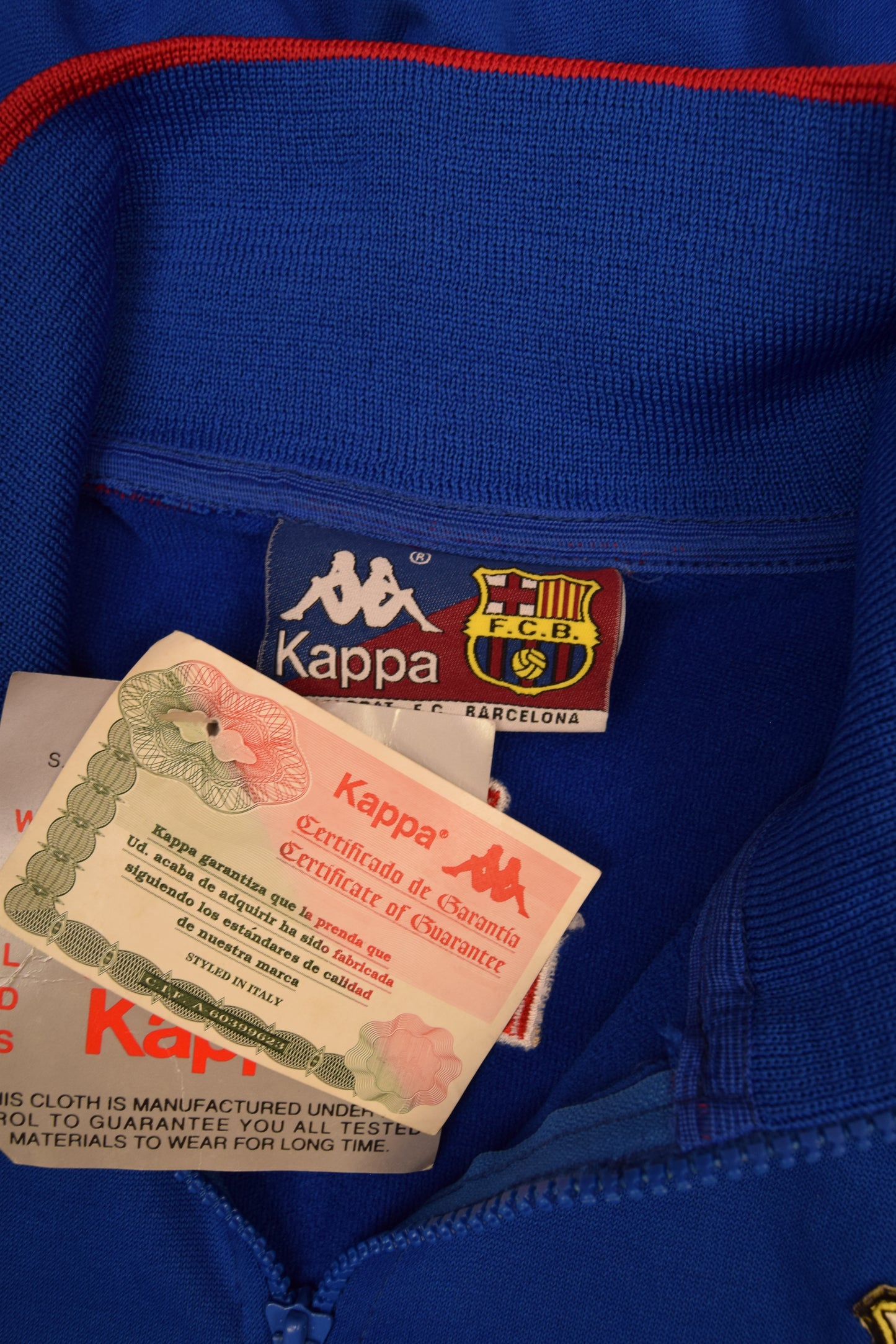Vintage 90's NWT Barcelona FCB Barça Kappa 1992 - 1995 Sweatshirt 1/4 Zip Blue BNWT Deadstock Size L Made EEC