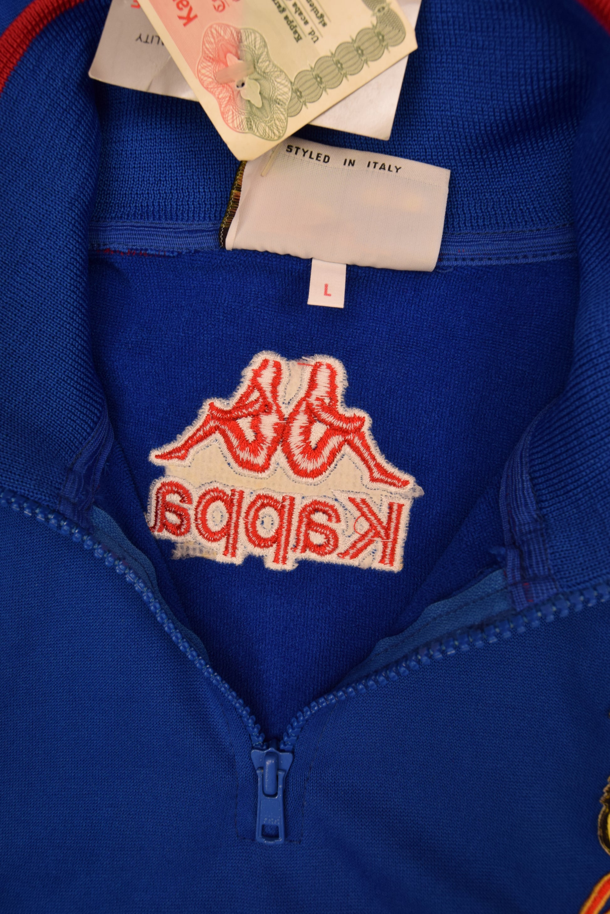 Vintage 90's NWT Barcelona FCB Barça Kappa 1992 - 1995 Sweatshirt 1/4 Zip Blue BNWT Deadstock Size L Made EEC