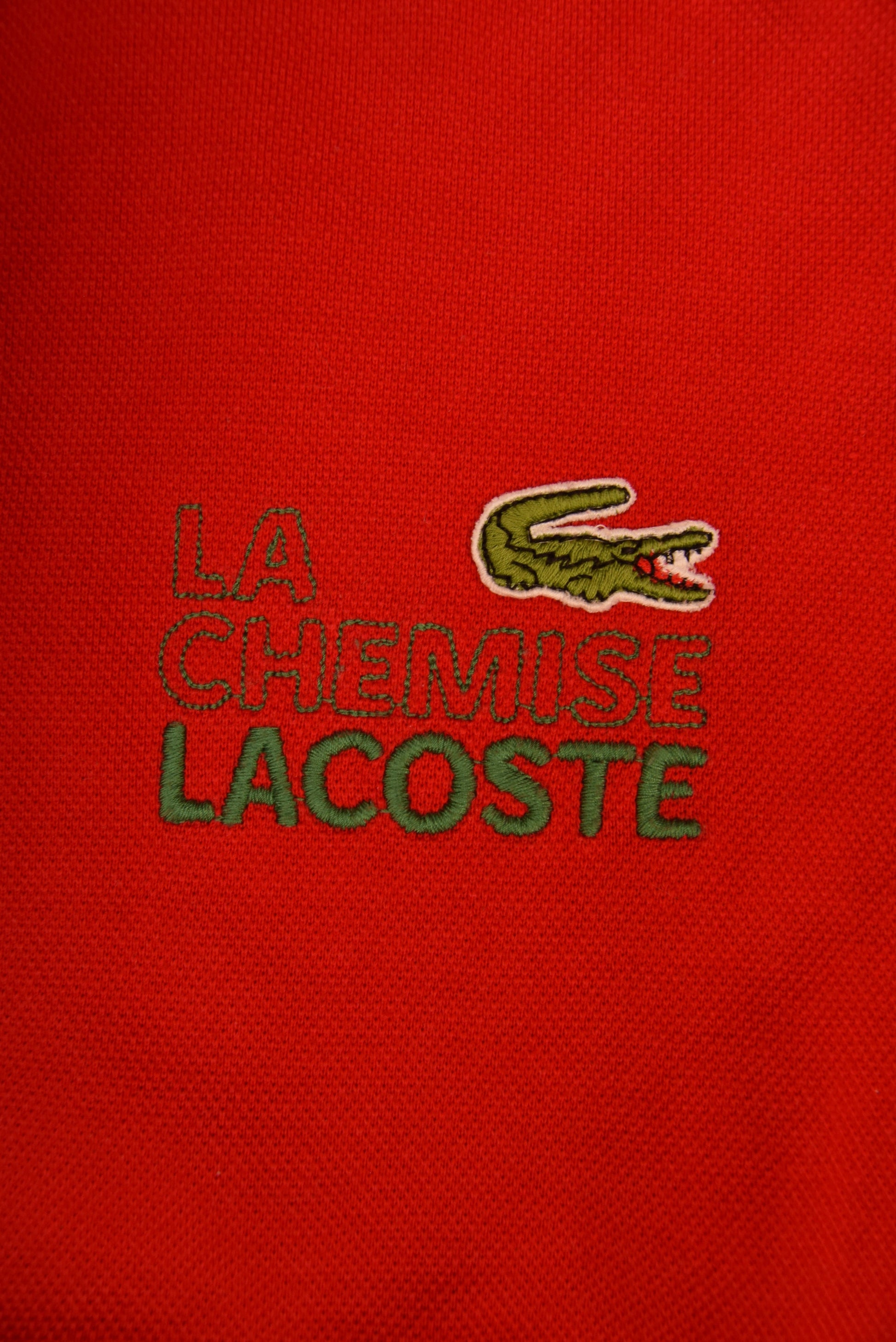 Vintage 80's Lacoste La Chemise Pique Red Made in France 100% Cotton Size XL XXL