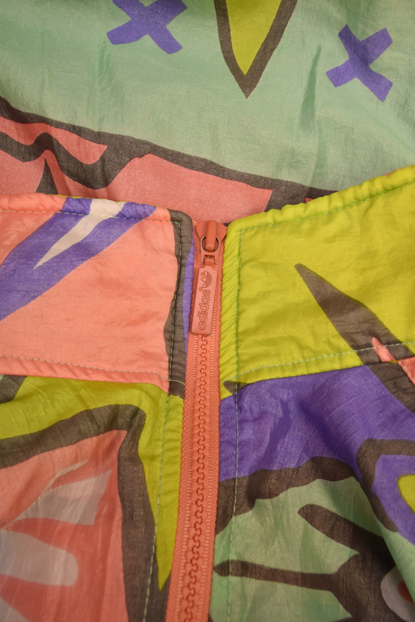 Vintage 80's 90's Adidas Boxy Jacket / Shell Abstract Colorfull Pattern Size M-L