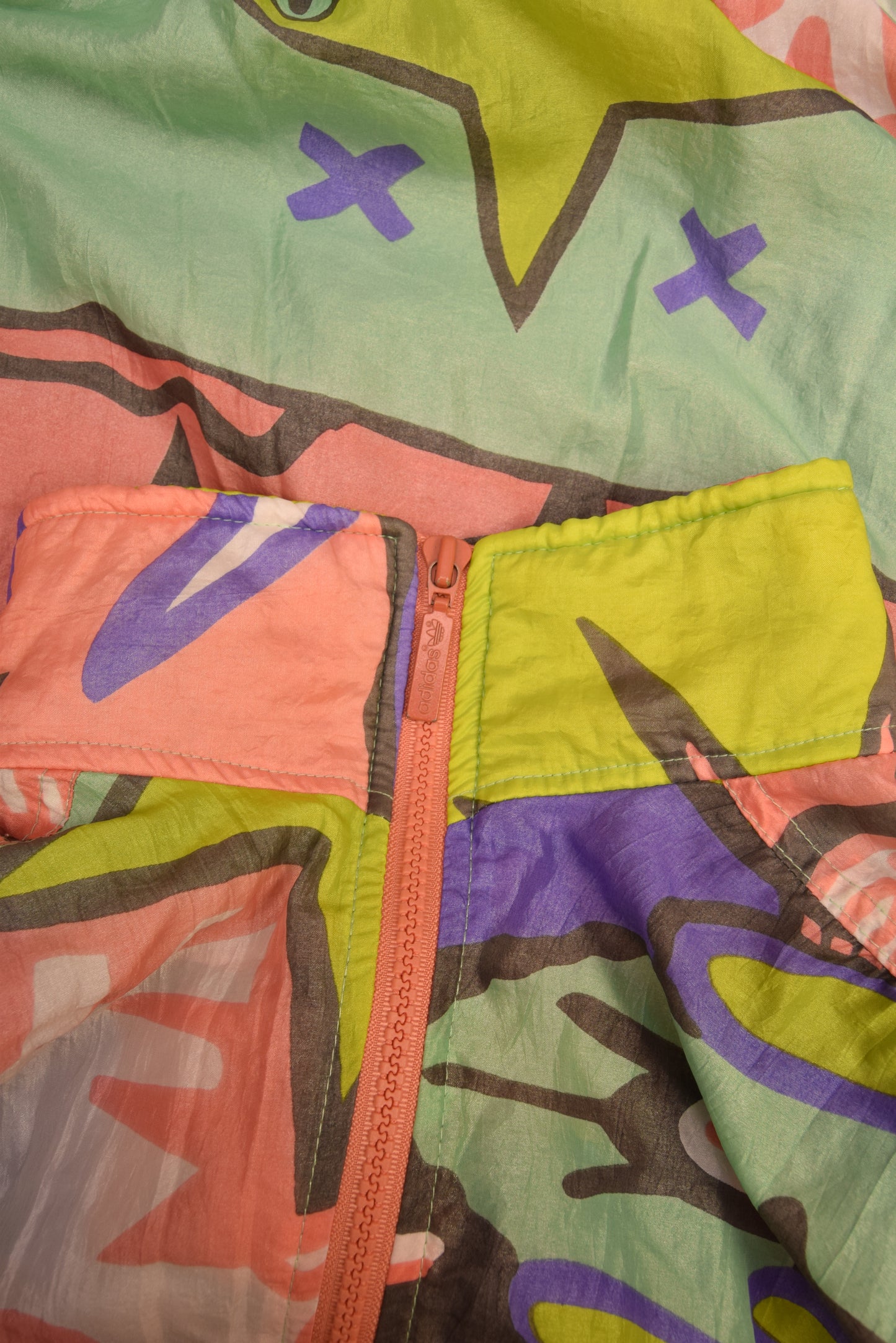 Vintage 80's 90's Adidas Boxy Jacket / Shell Abstract Colorfull Pattern Size M-L