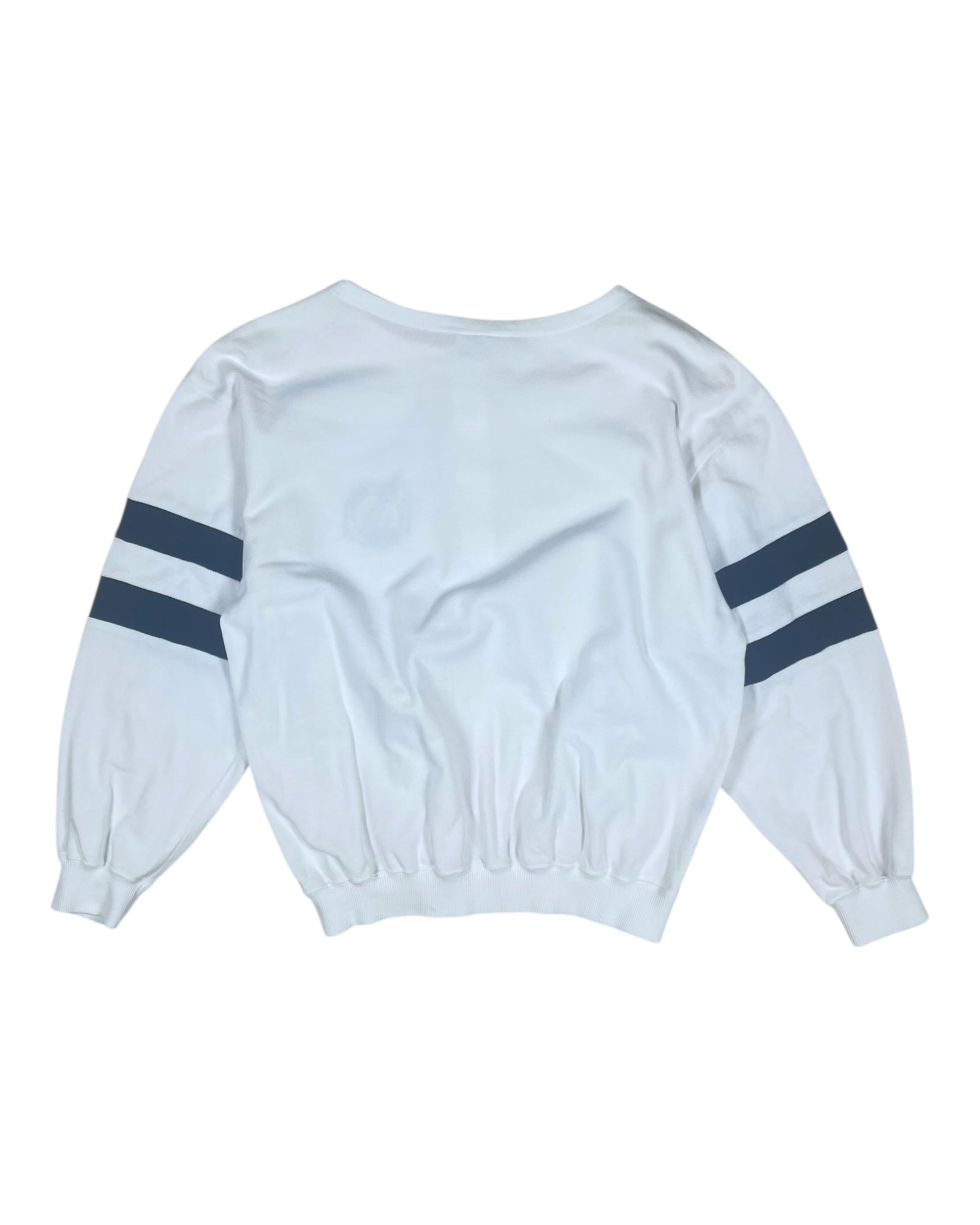 Vintage 80's Lacoste Chemise Pique Sailing Sweatshirt Size S M L Boxy White Blue Made in France