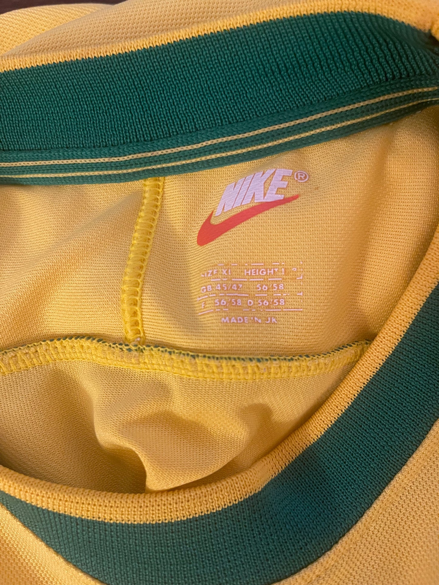 Vintage Nike Brazil Brasil 1998 - 1999 Home Football Shirt Size XL Yellow Green