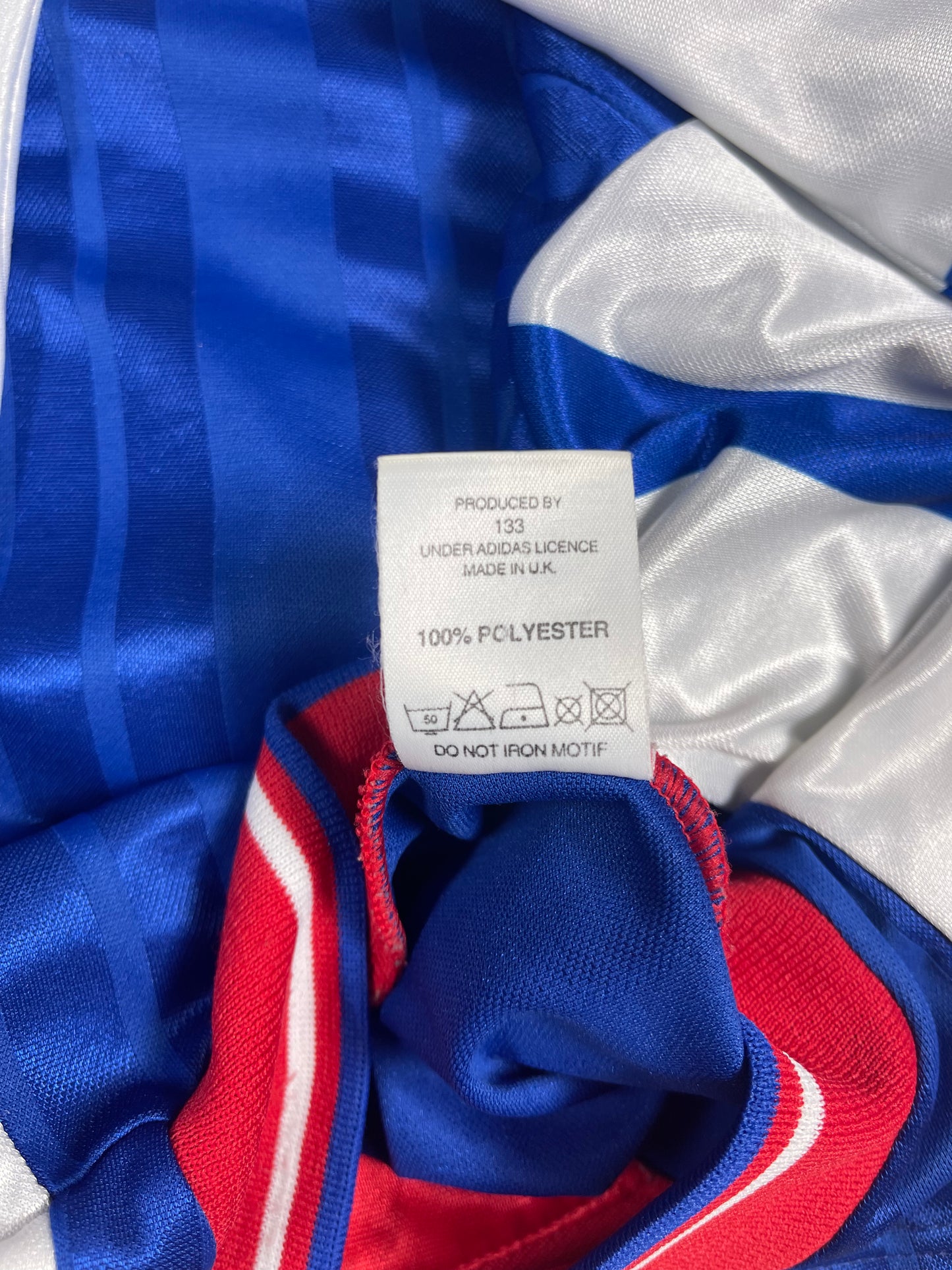 Glasgow Rangers Adidas Equipment 1992 1993 1994 Home Football Shirt McEwan's Lager Size 42''-44''/L Made in UK Blue