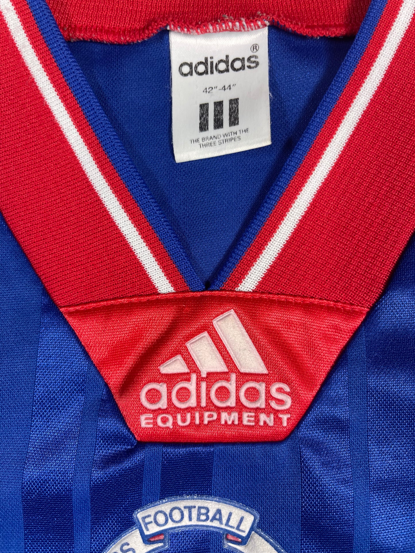 Glasgow Rangers Adidas Equipment 1992 1993 1994 Home Football Shirt McEwan's Lager Size 42''-44''/L Made in UK Blue