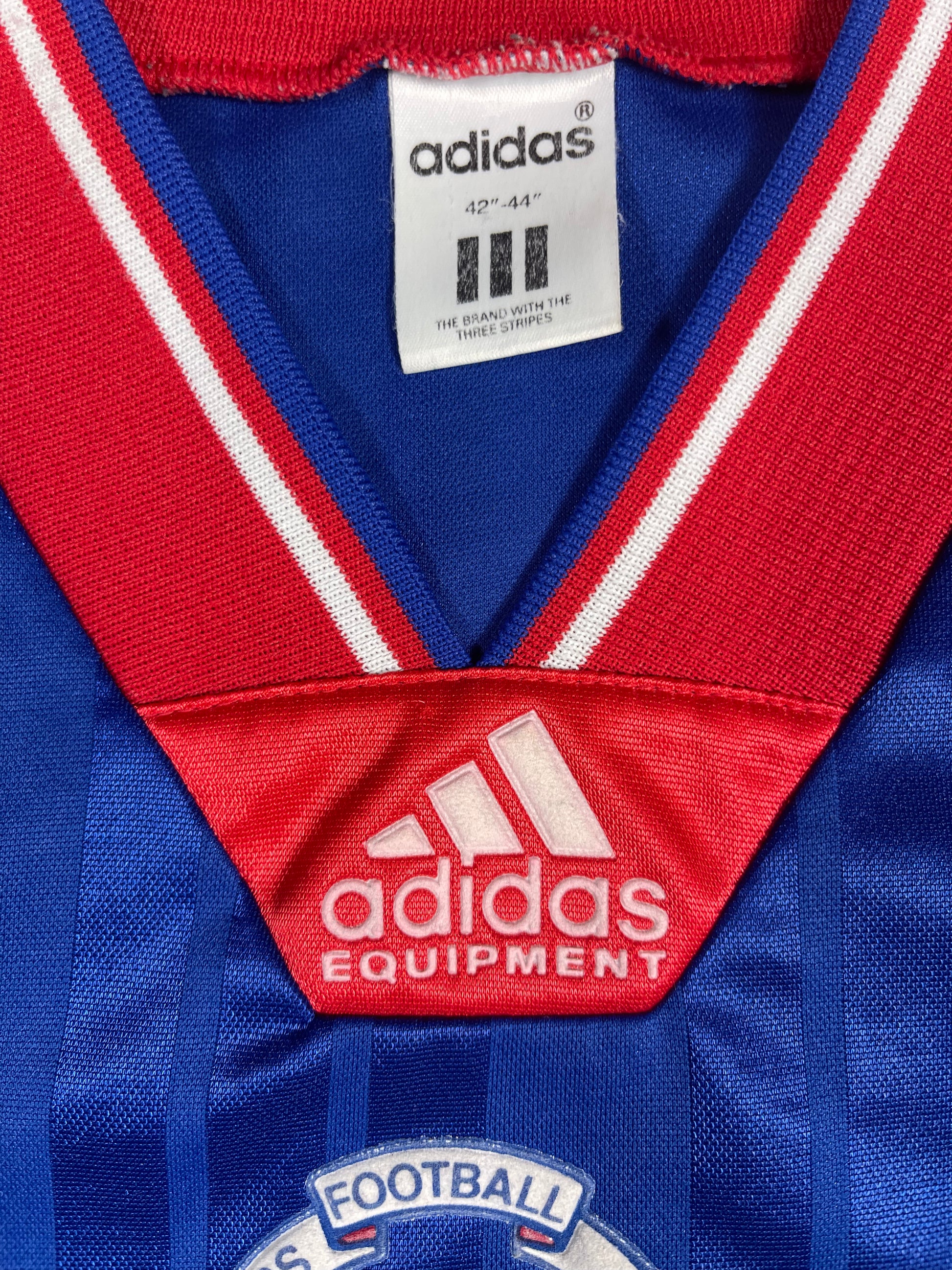 Glasgow Rangers Adidas Equipment 1992 1993 1994 Home Football Shirt McEwan's Lager Size 42''-44''/L Made in UK Blue