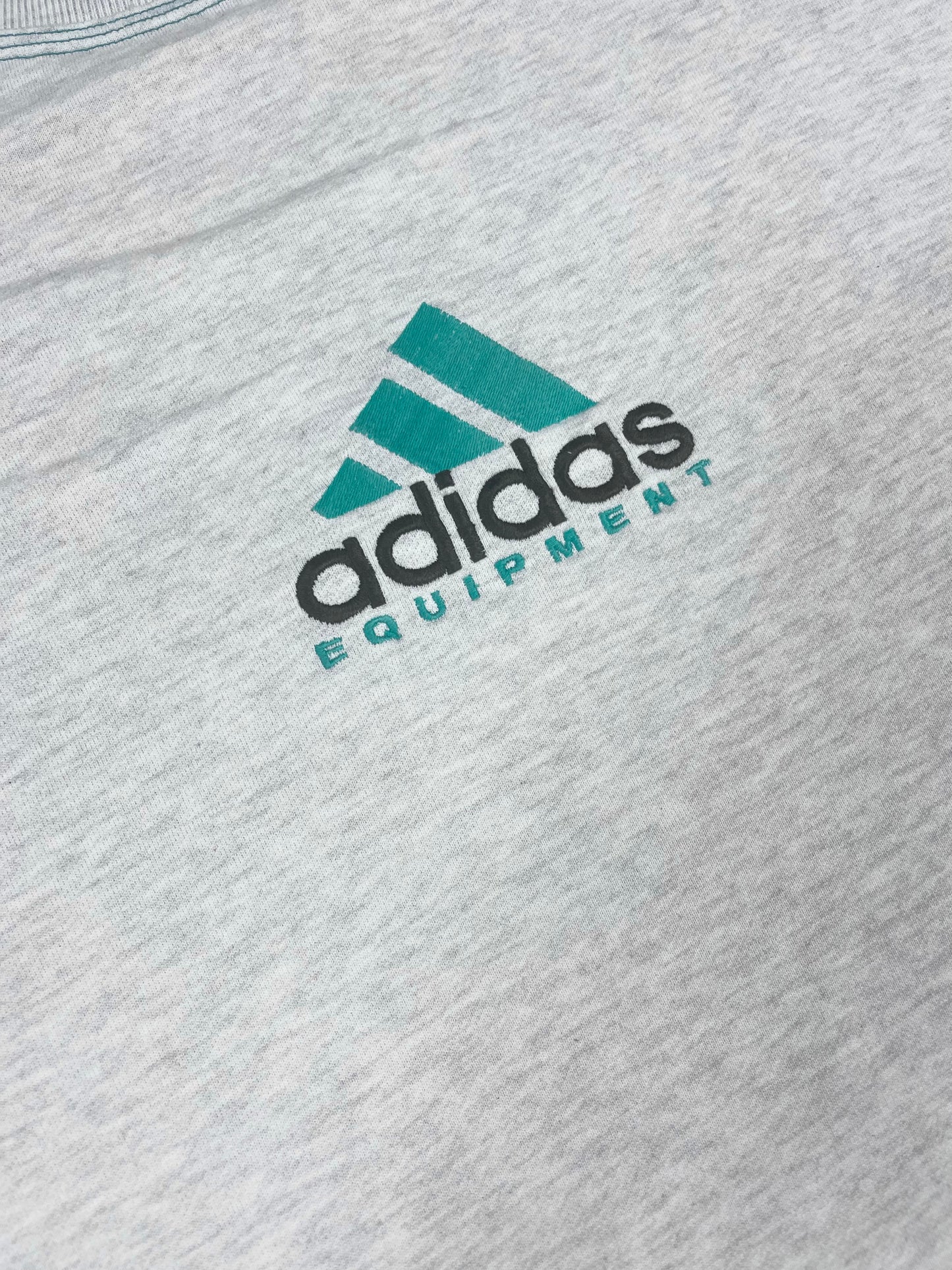 90's Adidas Equipment EQT Boxy Sweatshirt Crew Neck Grey Made in Germany Size XL - XXL