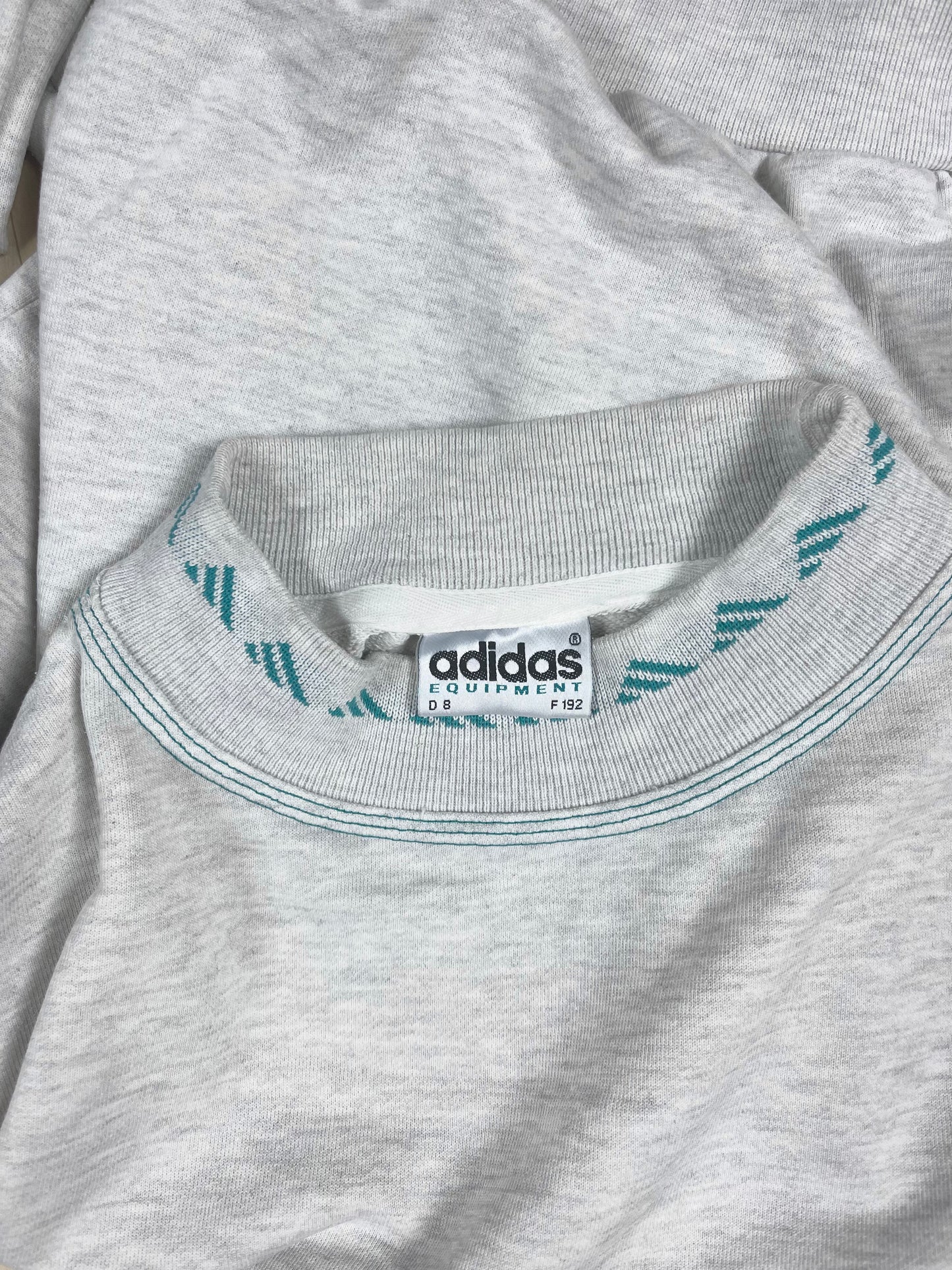 90's Adidas Equipment EQT Boxy Sweatshirt Crew Neck Grey Made in Germany Size XL - XXL