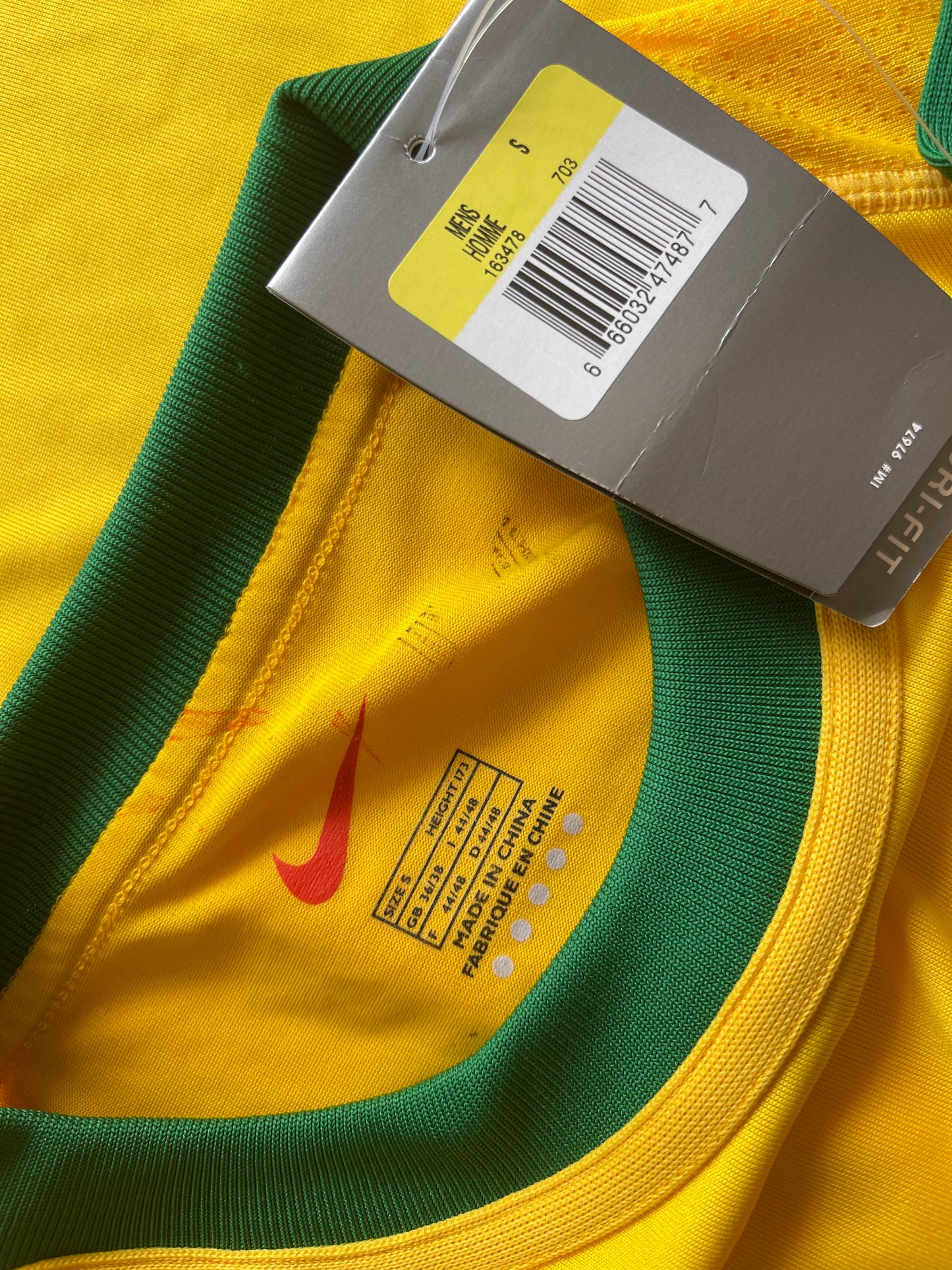 🇧🇷New Authentic Brazil Brasil Nike 2000-2001 Home Football Shirt Yellow Green DRI FIT Deadstock NOS BNWT Size S