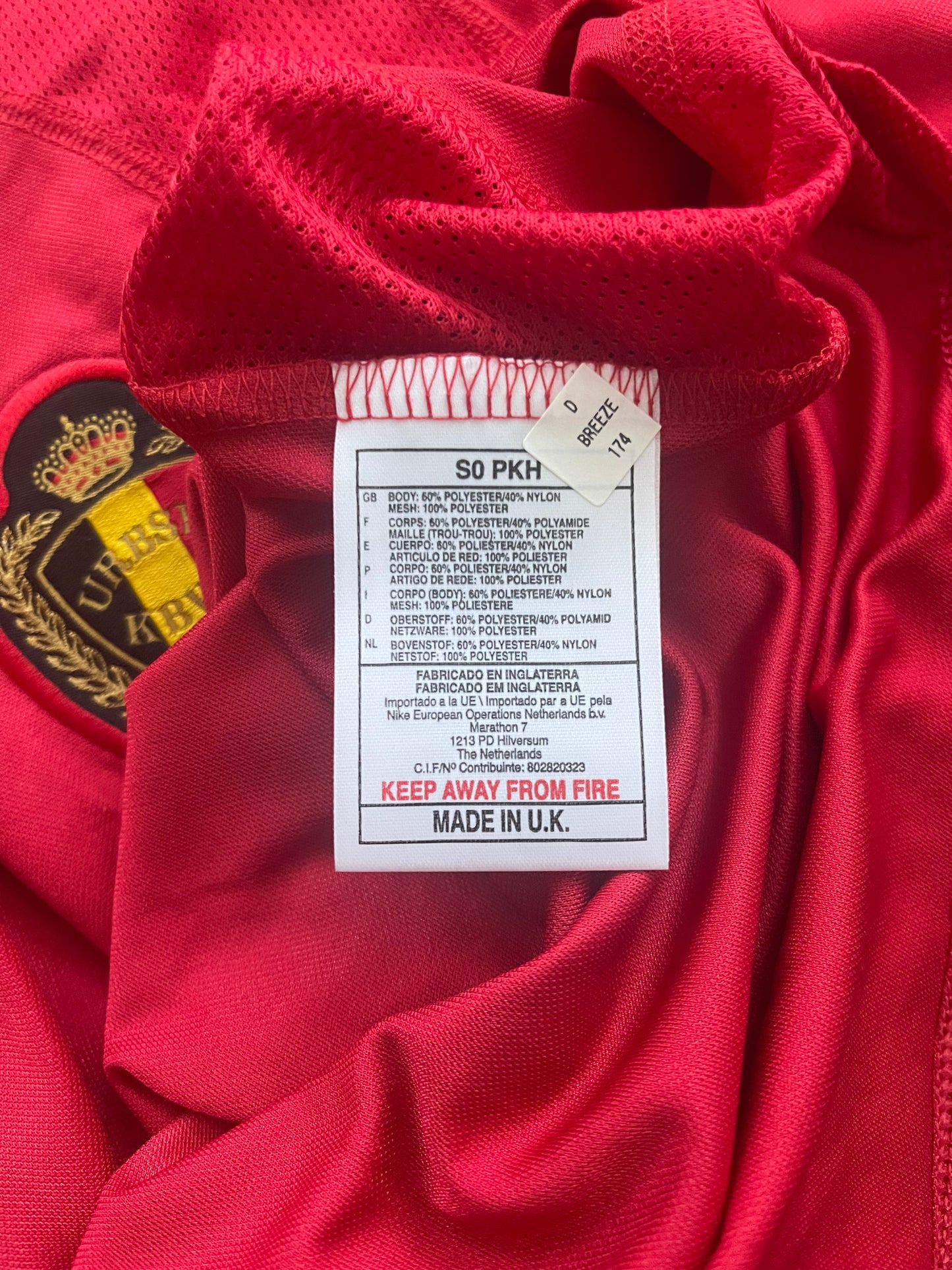 🇧🇪⚽️New Authentic Vintage Belgium Nike 2000 - 2001 Home Football Shirt Size S Red BNWT Deadstock NOS