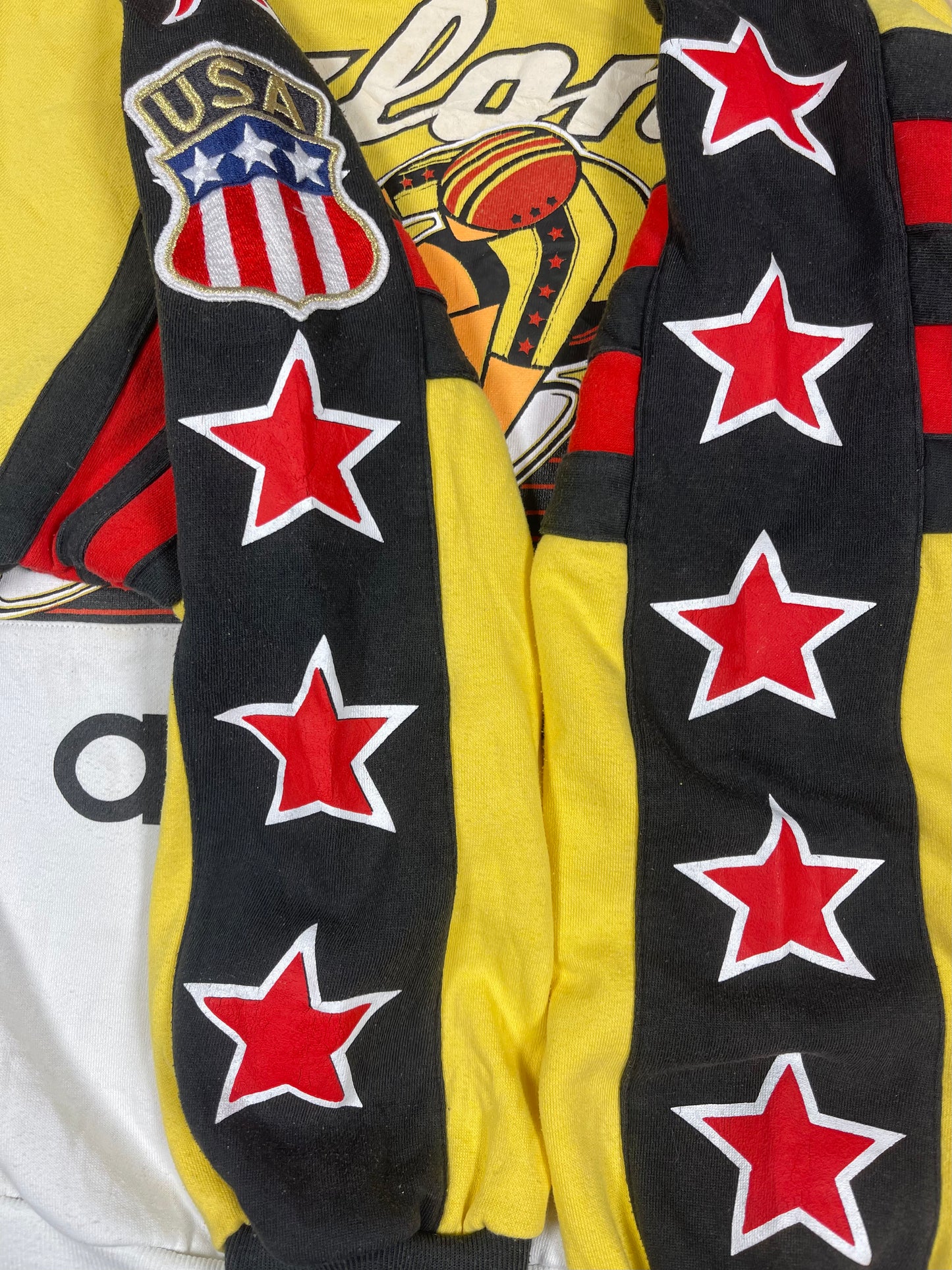 ❤️💎Rare Vintage Grail 80's 90's Adidas Cyclone Flushin Cycling 948 Boxy Heavy Cotton Sweatshirt Crew Neck USA Size L-XL Black Yellow White ASAP Rocky Janet Jackson