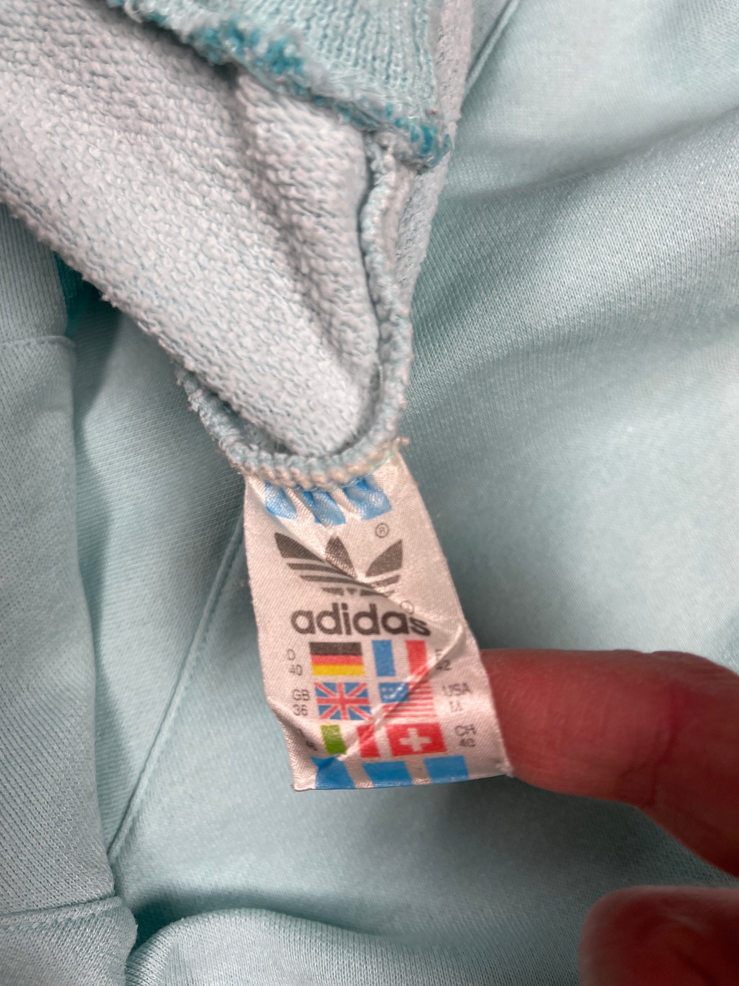 Vintage 90’s Adidas Sweatshirt Stripes Ocean Current Blue Curaçao Size M